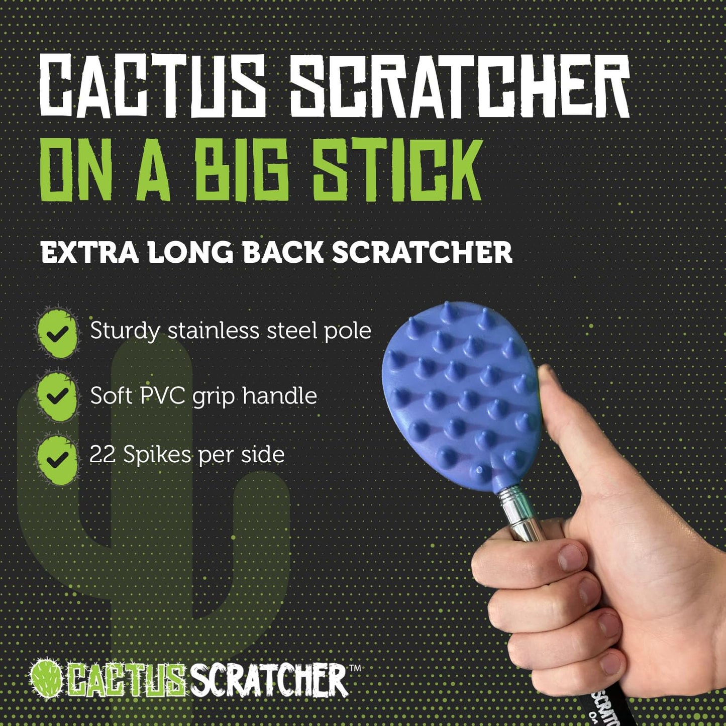Cactus Scratcher Rascador de espalda de cactus extensible XL Big Stick, resistente, afilado, satisfactorio, alivio definitivo de arañazos para picazón en la espalda, cuello, cabeza, barba y cuerpo, d