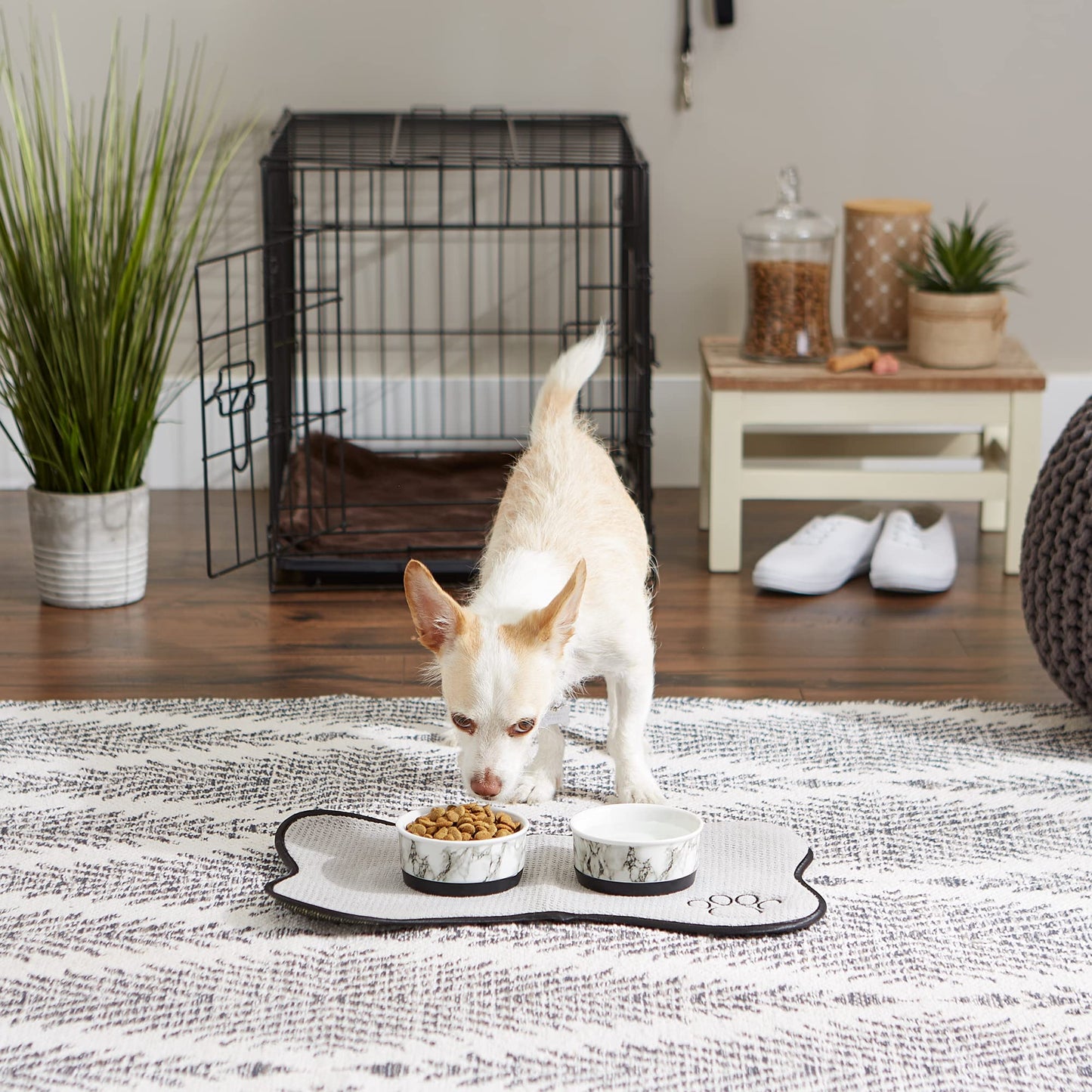 Bone Dry Pet Bowl Collection - Juego de cerámica, tamaño pequeño, mármol, 2 Unidades