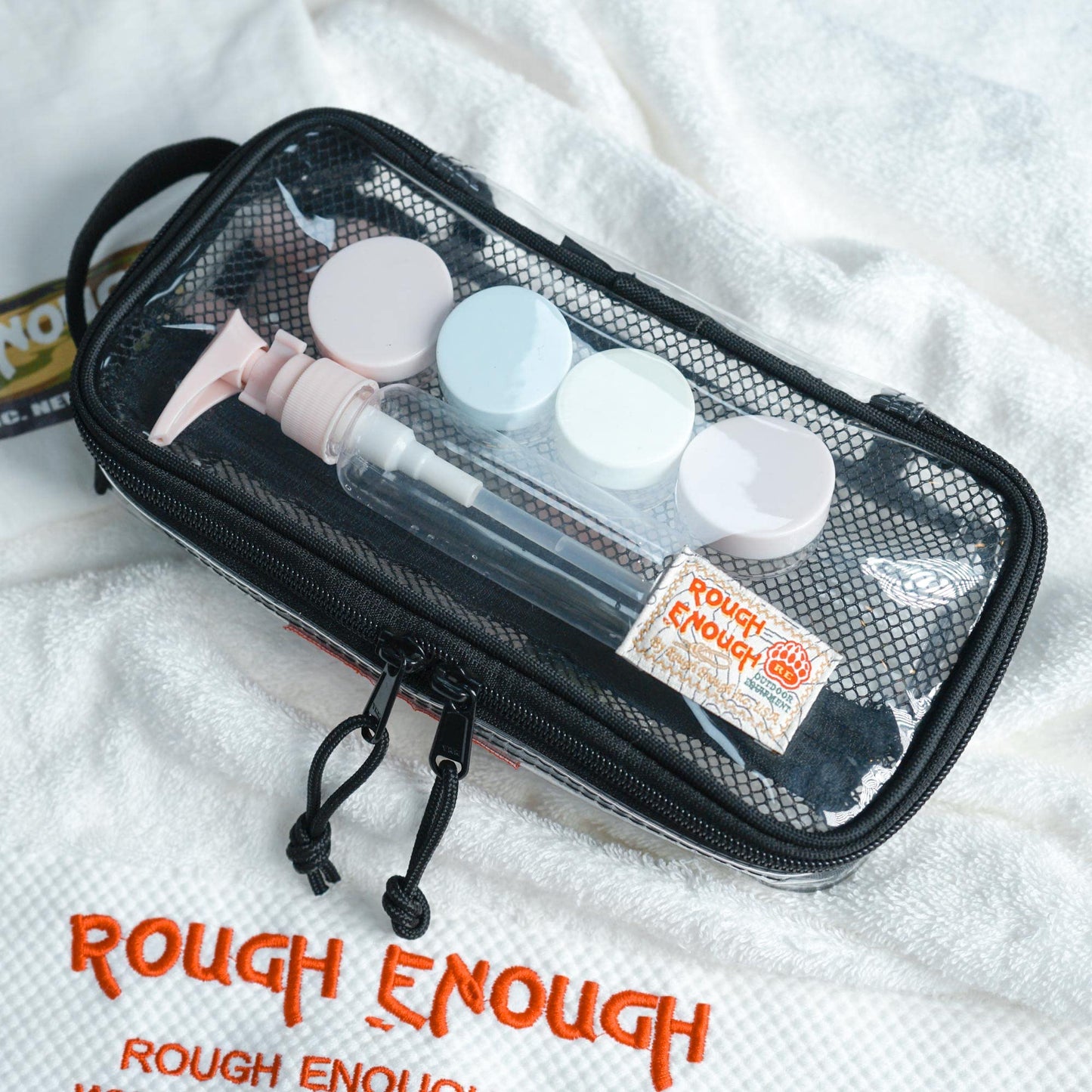 Rough Enough TSA ECO Clear Transparent Multi-Purpose Toiletry Tool Classify Bag (Black)