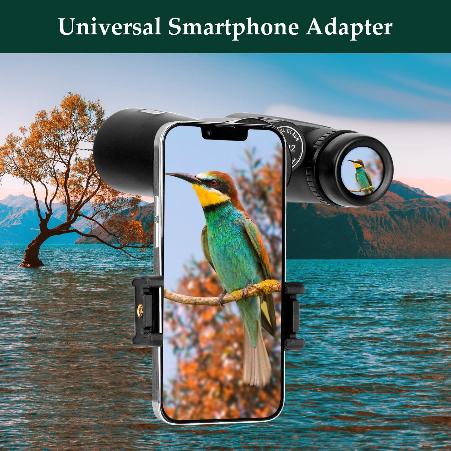 Adorrgon - Prismáticos HD de 12 x 42 pulgadas para adultos de alta potencia con adaptador de teléfono, trípode y adaptador de trípode, prismáticos de visión grande con visión clara con poca luz - Prismáticos para observación de aves y viajes de crucero