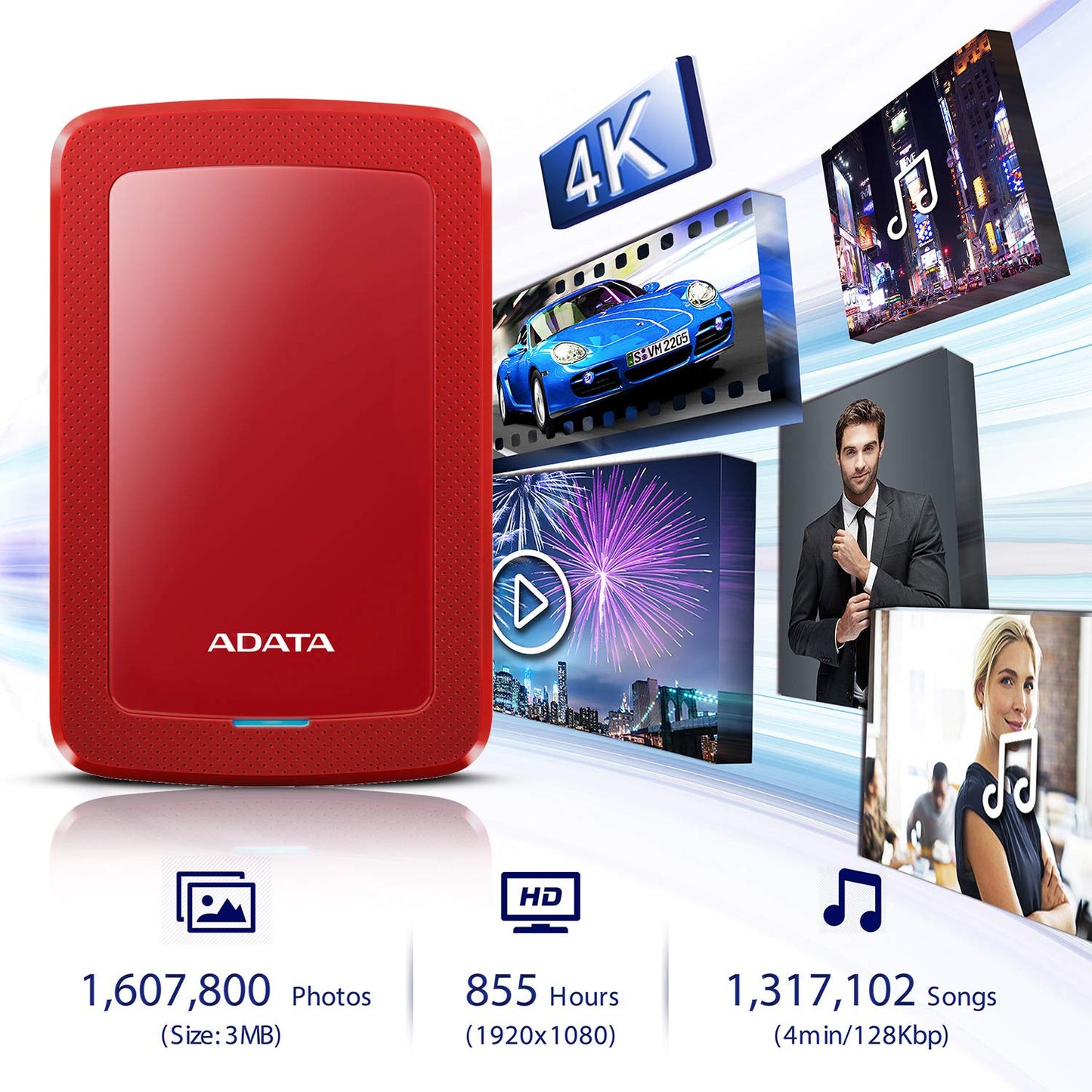 Disco Duro Externo ADATA Rojo Ultra Delgado HDD 1 TB USB 3.1