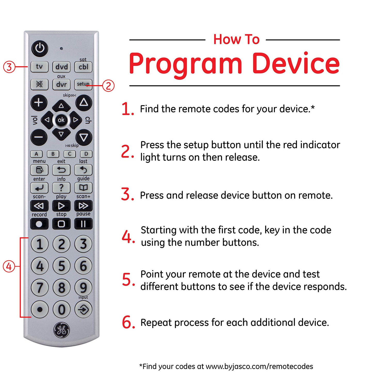GE 34931 Universal Big Remote, Color Pack of/Paquete de 1