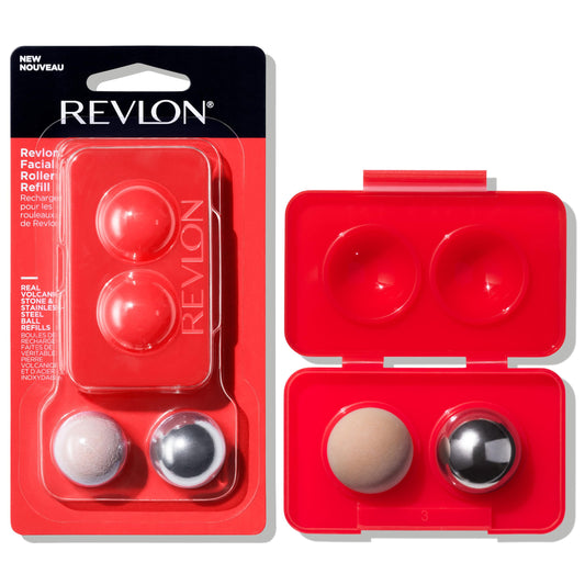 Revlon Oil Absorbing & Cooling Facial Roller Refill Pack with Stainless Steel & Lava Stones in Storage Case, Eco-Friendly, Easy to Clean, 1 count