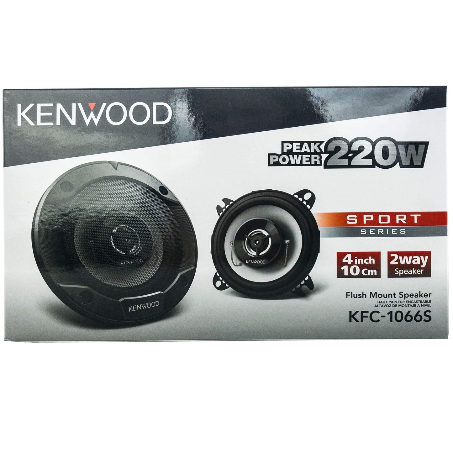 Kenwood - Altavoces KFC-1066S de montaje empotrado coaxiales de 2 vías y 220 vatios, 4 pulgadas, par