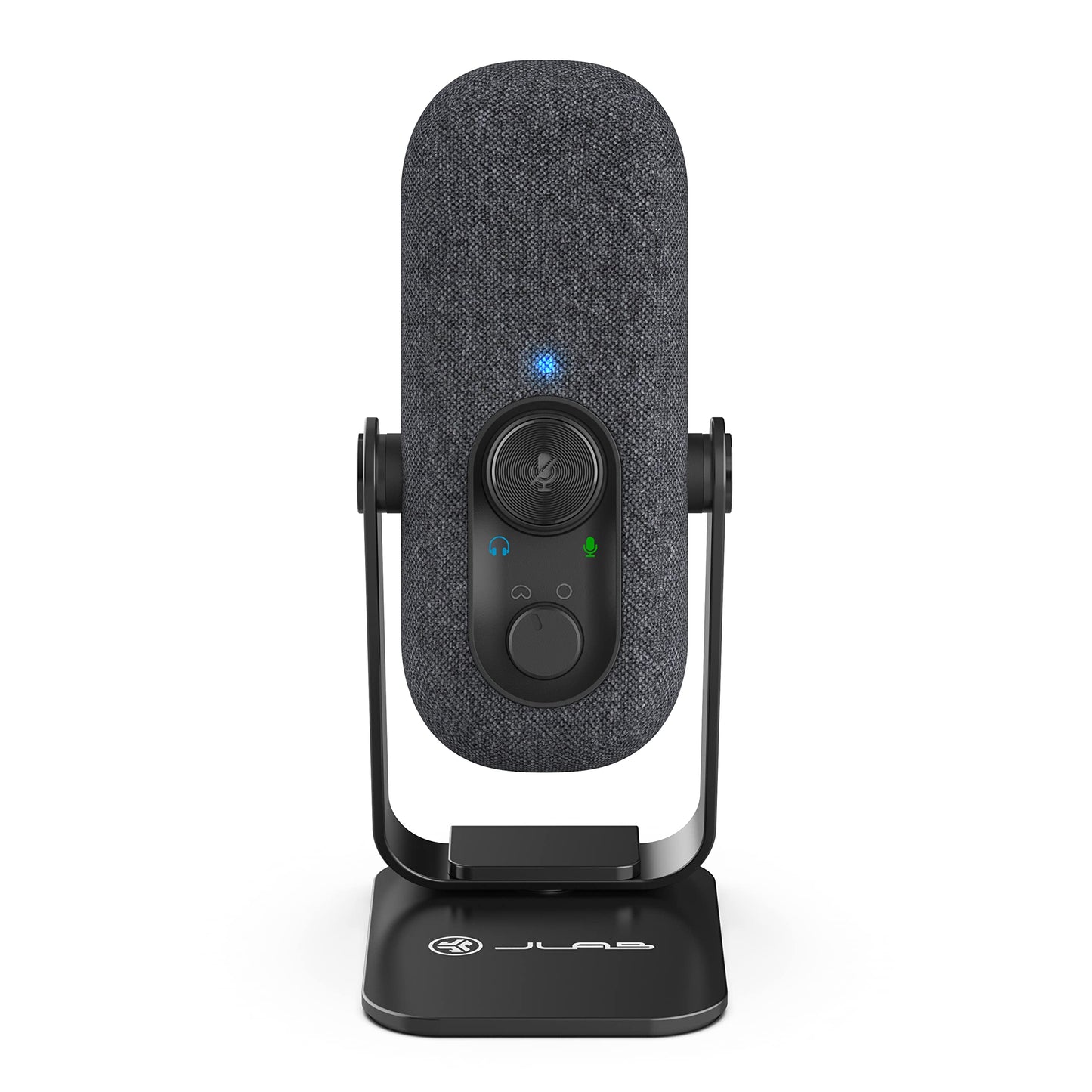 JLab Go Talk Micrófono USB | Negro | Salida USB-C | Cardioide u omnidireccional | Frecuencia de muestreo de 96 K | Respuesta de frecuencia de 20 Hz - 20 kHz | Control de volumen y silencio rápido | AUX de 3,5 mm | Plug and Play