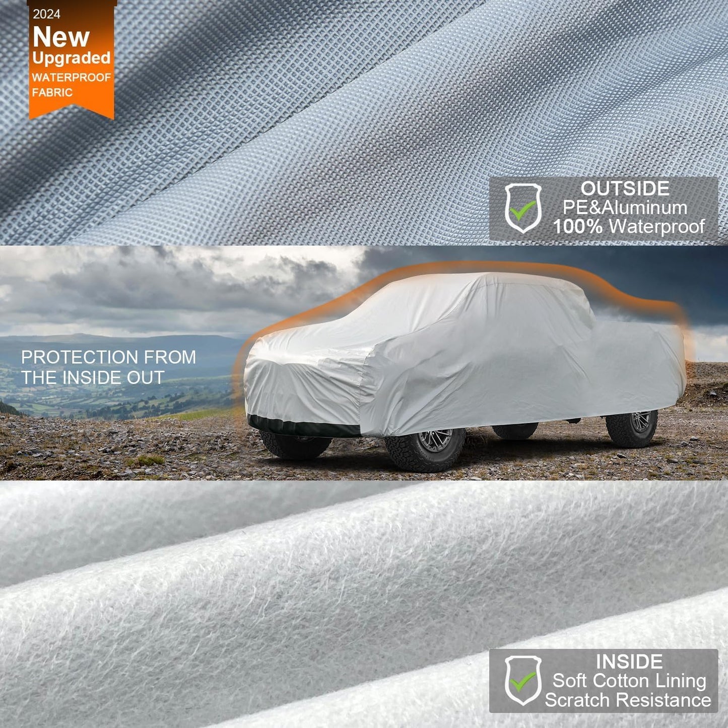 kayme - Funda de 6 Capas para camioneta, Impermeable, para Todos los climas, Resistente, para Exterior, protección contra Lluvia, Sol, Rayos UV, Ajuste Universal (hasta 6.09 m de Largo), XL+