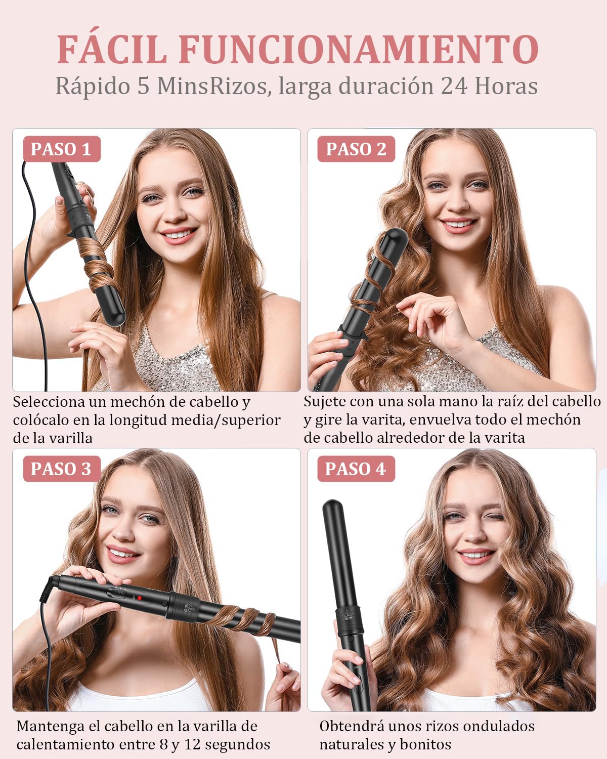 Rizador de Cabello 6 en 1 con Guantes y Peines - Tecnología Cerámica, Temperatura Ajustable y LED - Herramientas de Peinado Profesionales para Cabello Largo y Corto en Tienda Online