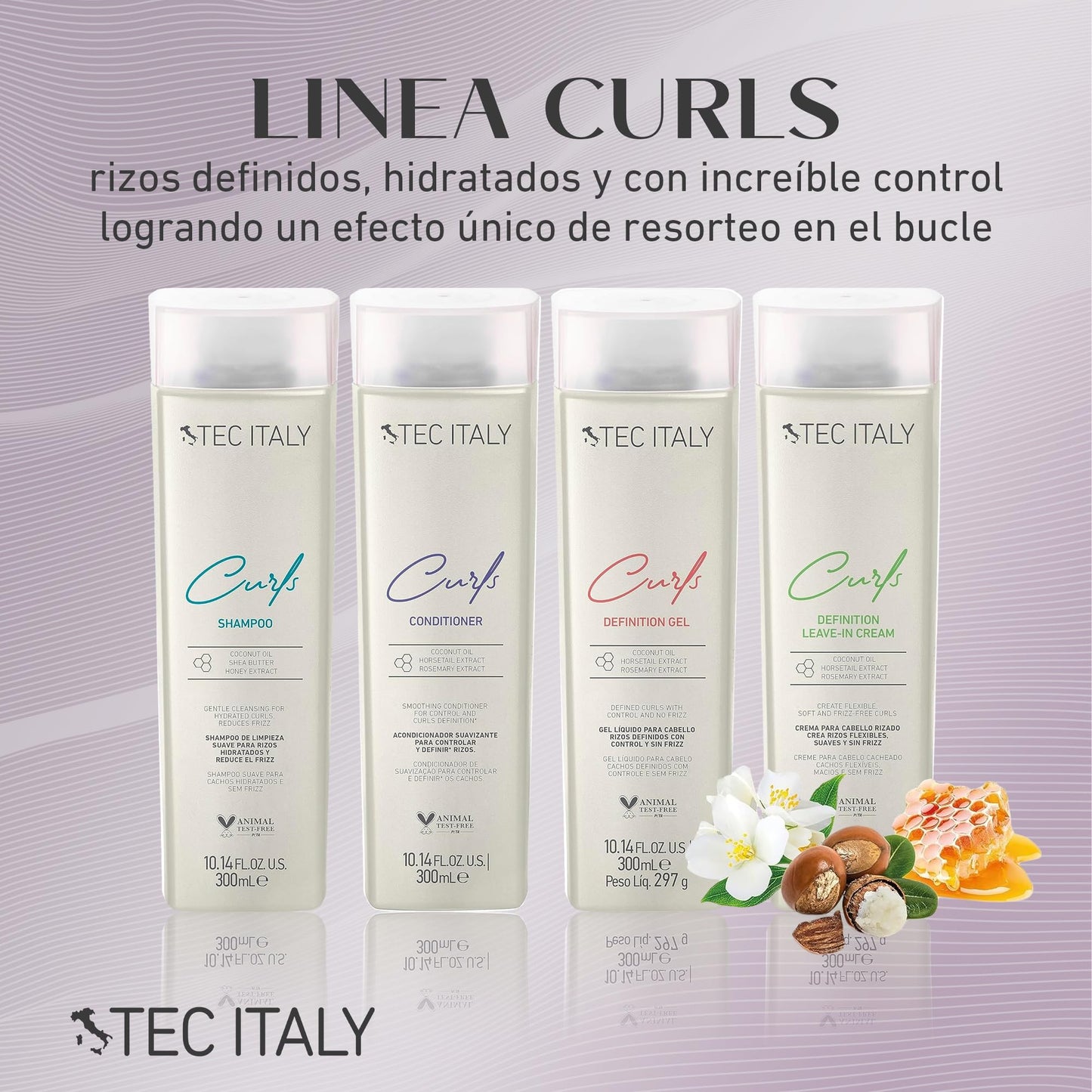TEC ITALY Curls Gel Definition Define Rizos Fijación Media Antifrizz 300 ml