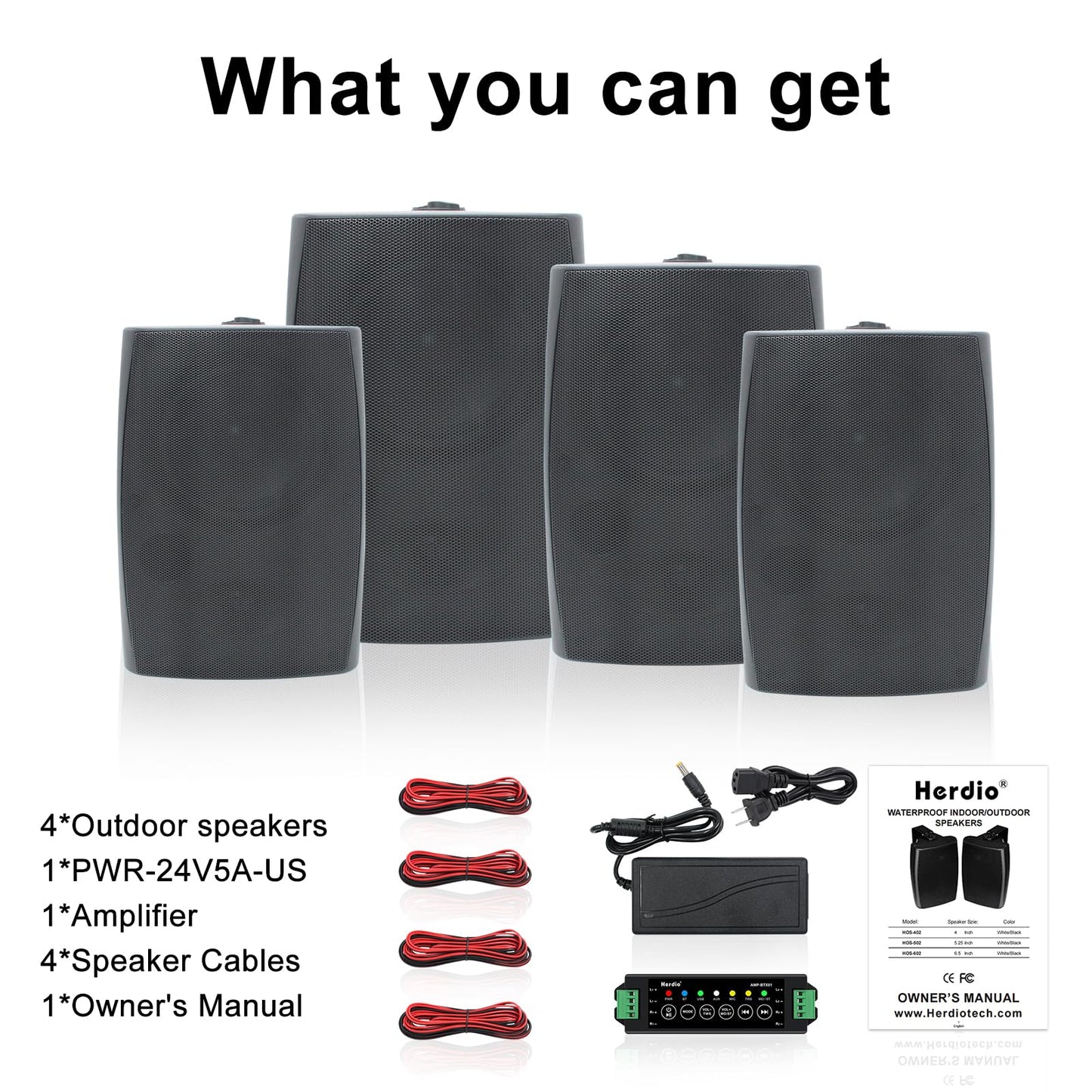 Herdio - Altavoces Bluetooth para Exteriores, de 6.5 Pulgadas, 800 W, con Cable, Impermeable, con Amplificador Multifuncional, Altavoz de Montaje en Pared, para Patio, hogar, Piscina, terraza, Patio