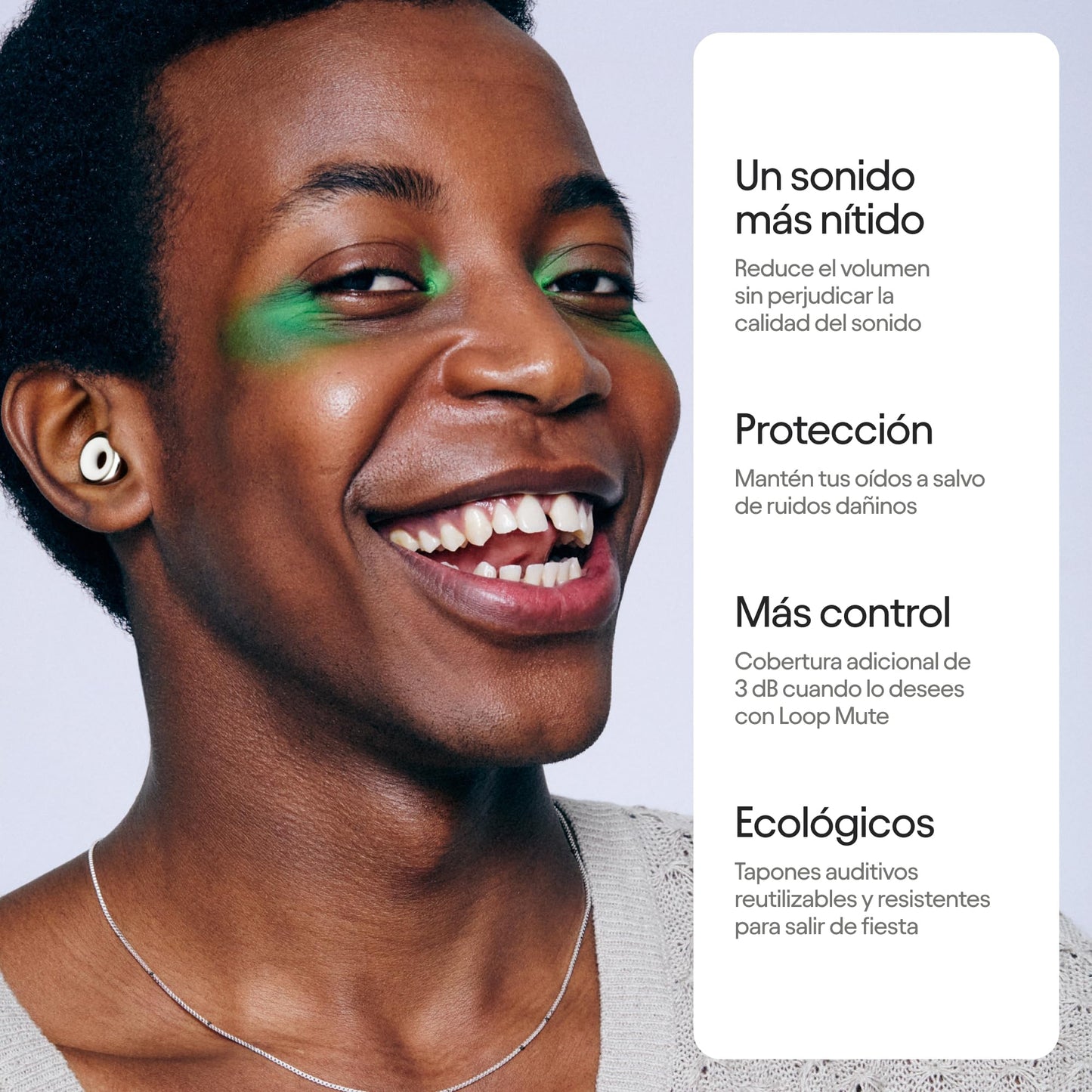 Loop Experience 2 Plus Tapones auditivos – Protección auditiva certificada para conciertos y festivales, eventos en vivo, deportes, DJ y vida nocturna – SNR 17 dB (alta fidelidad) + accesorio Mute