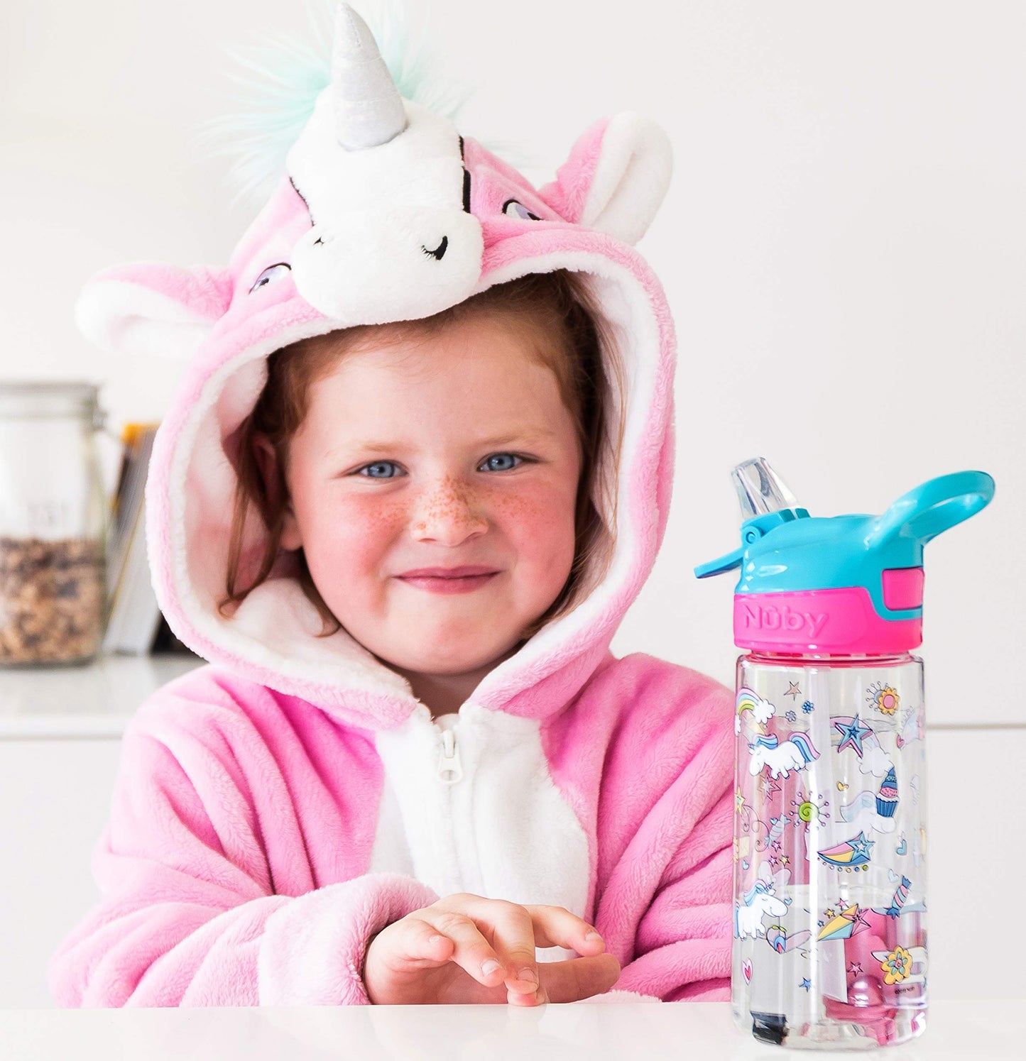 Botella de Agua Tritan Nuby Unicornio con Boquilla Suave de 18 Oz