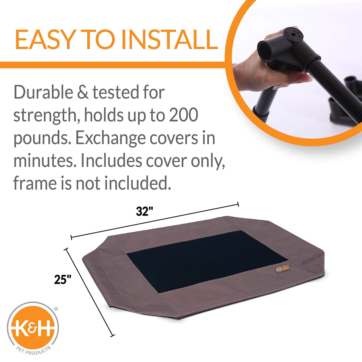 Funda de Repuesto para Cuna de Mascotas K&H PET PRODUCTS Chocolate Malla Mediana