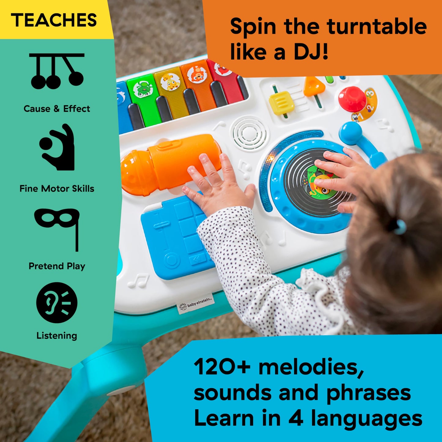 Baby Einstein Musical Mix 'N Roll 4 en 1 caminador de actividades y mesa, a partir de 6 meses