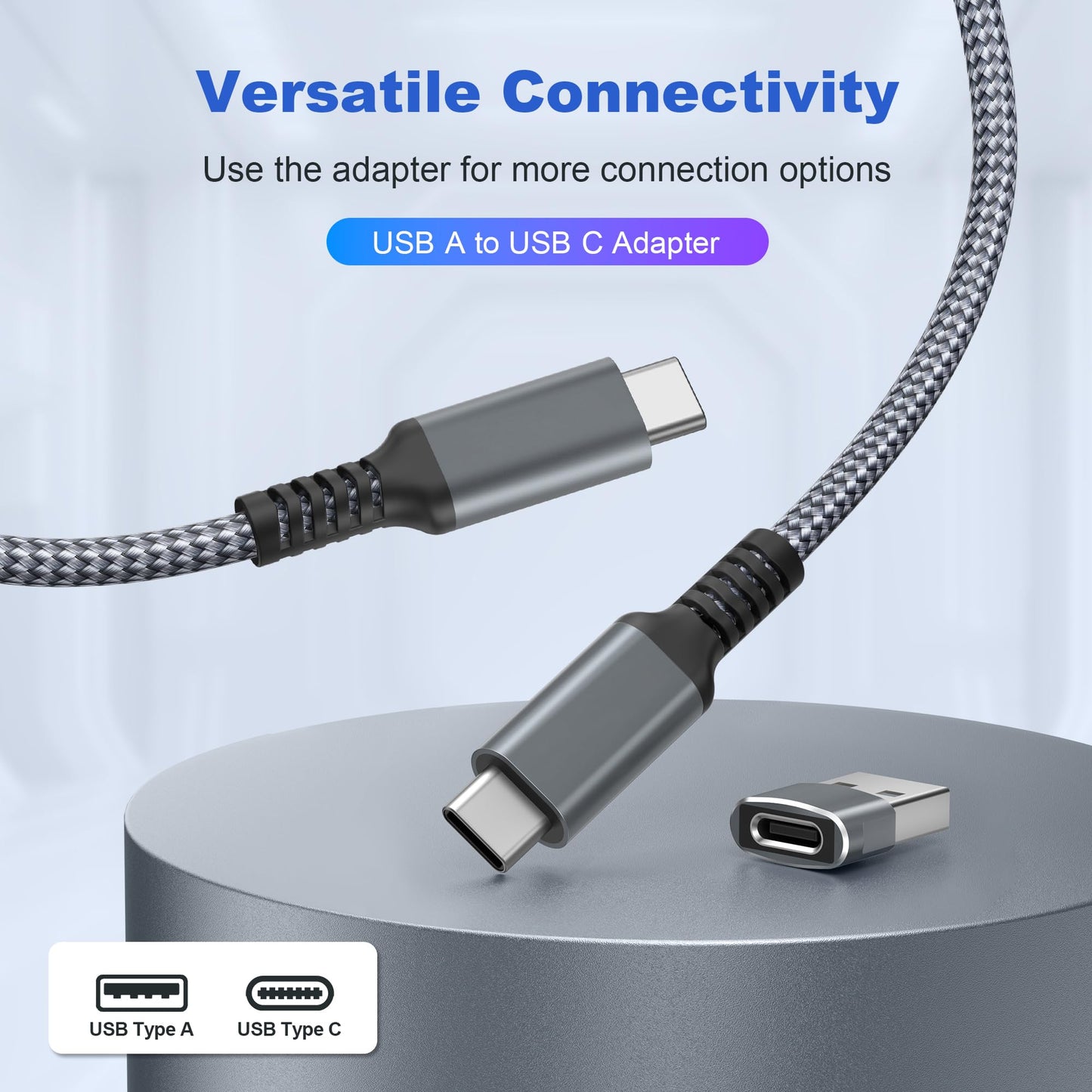 Basesailor Tipo C a C 100W Cable 1M con adaptador USB,Entrega de energía rápida carga de coche PD cable carga para iPhone 16 15 Plus Pro Max,iPad Pro Air 5 4 Mini 6,Samsung Galaxy S24 S23 S22 FE Ultra