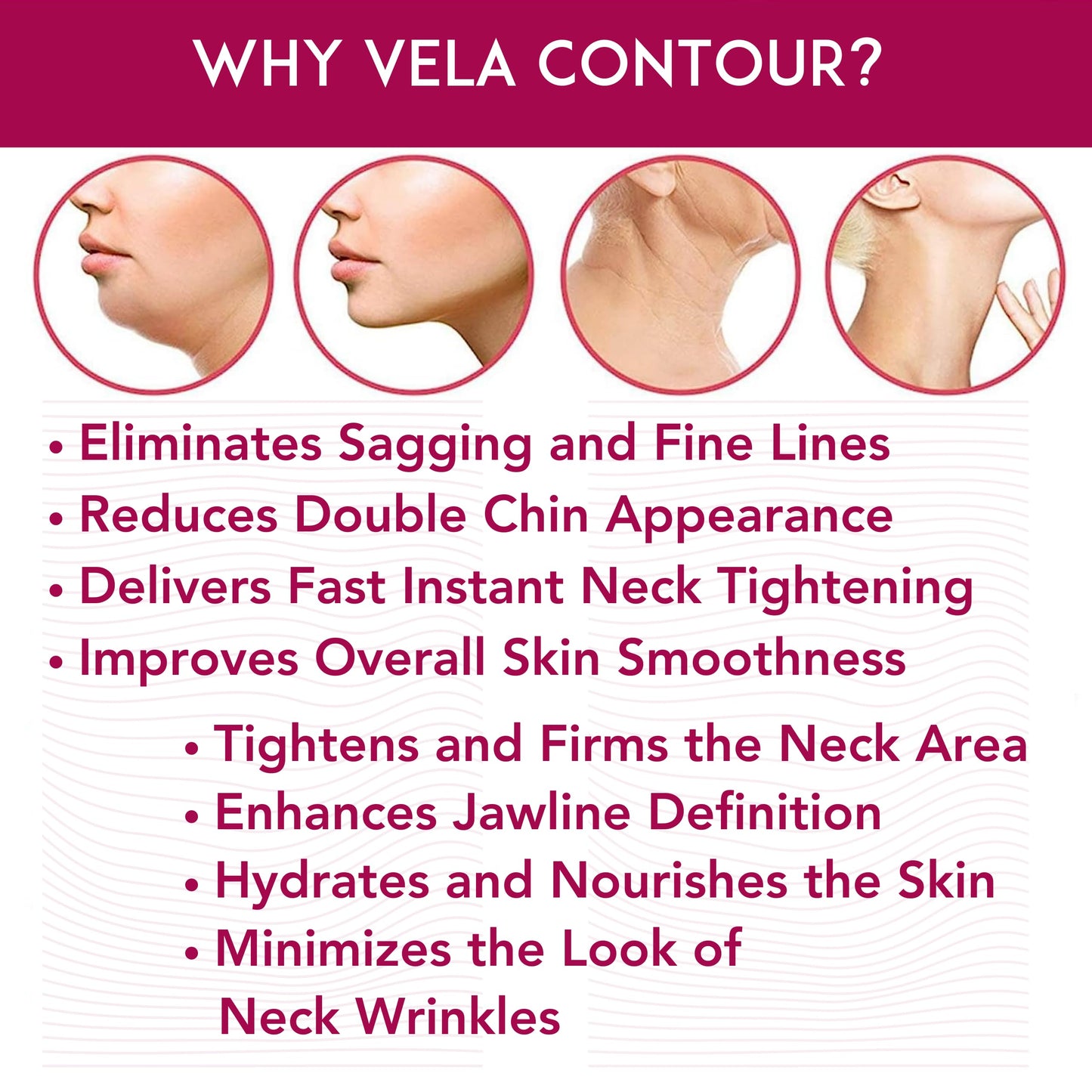 Neck Firming and Tightening, Lifting V line Serum, Chin contouring, Reduce Appearance of Double Chin, Loose and Sagging Skin. Vela Contour 30 Ml