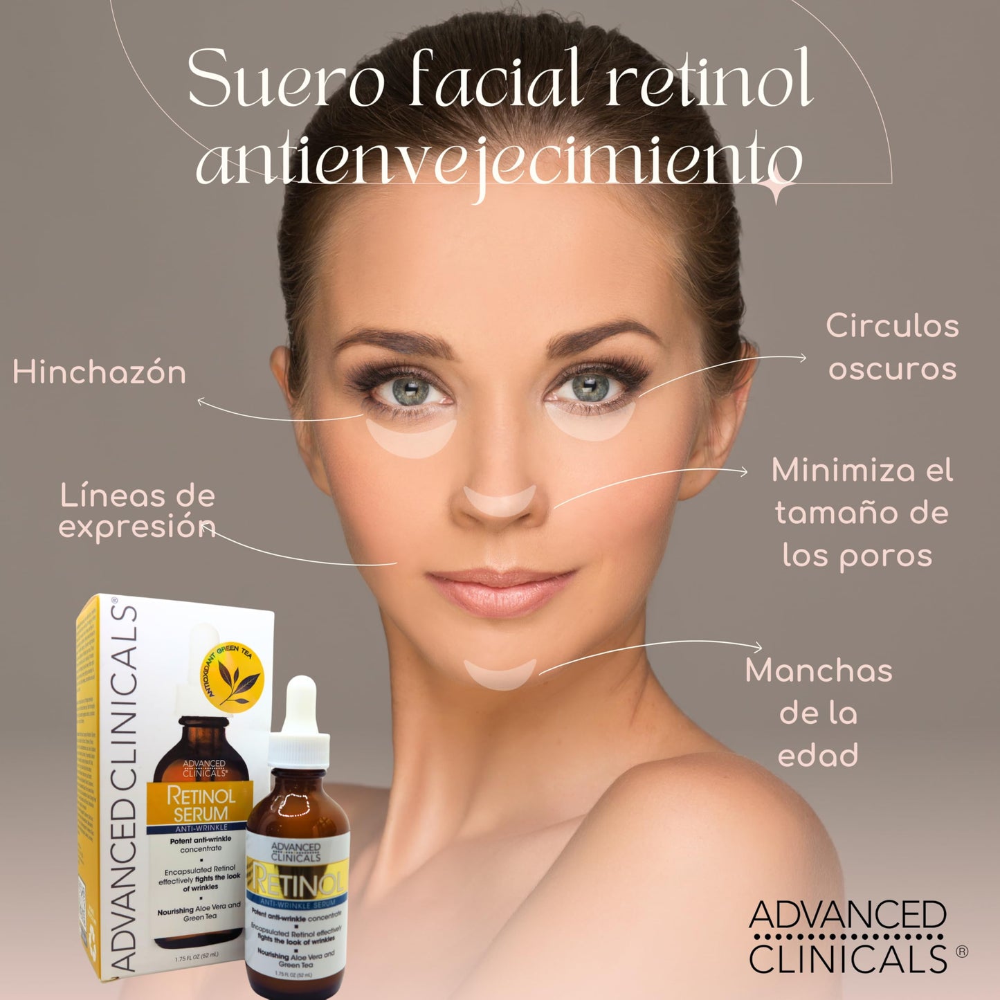 Suero Facial Anti-Arrugas con Retinol, Glicerina y Extracto de Té Verde - 52ml - Fórmula Avanzada para una Piel Renovada y Nutrida