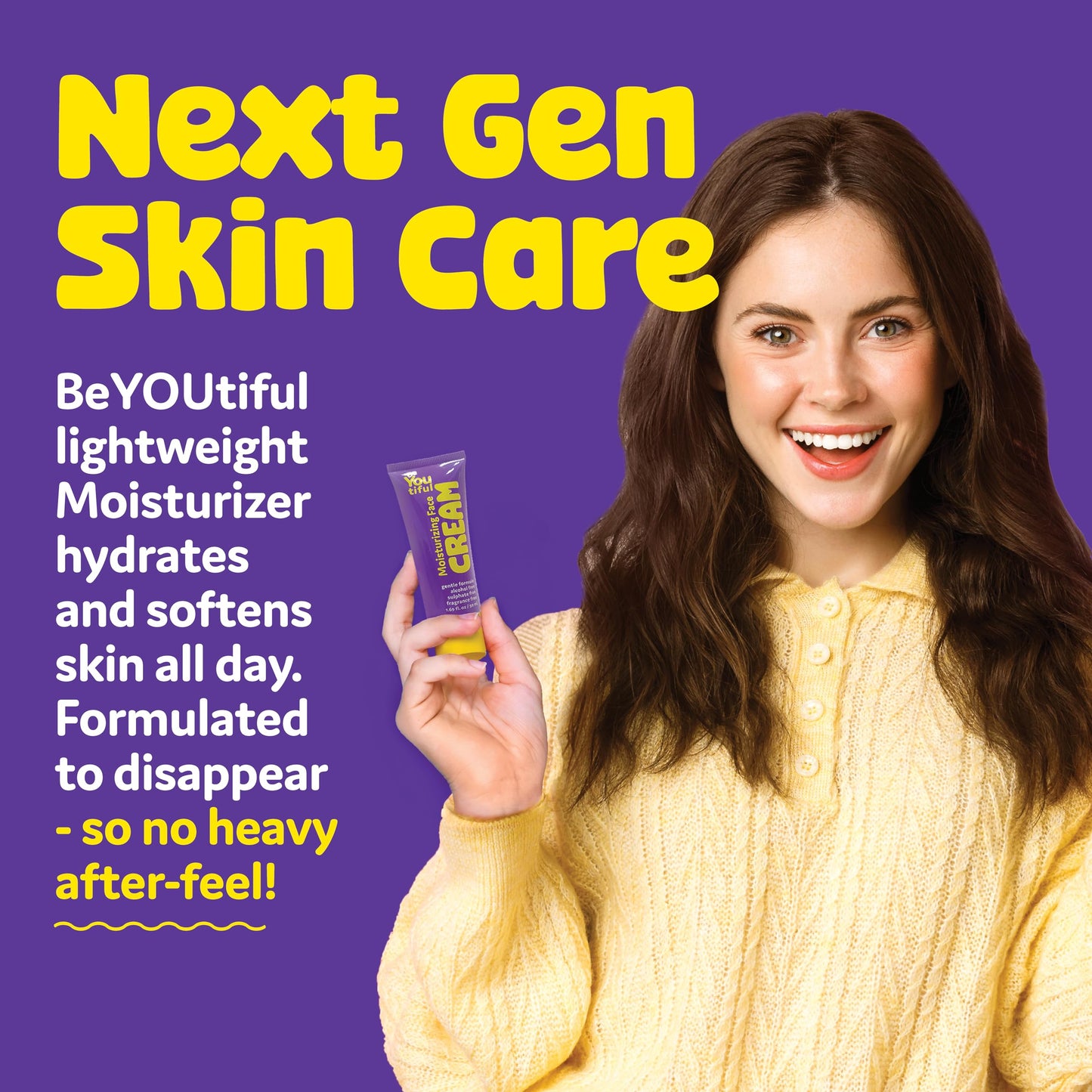 BeYoutiful BeYOUtiful - Crema hidratante facial, cuidado de la piel para adolescentes, preadolescentes y niños, crema hidratante facial para piel seca, niñas y niños, de 8 a 17 años, regalo para rel
