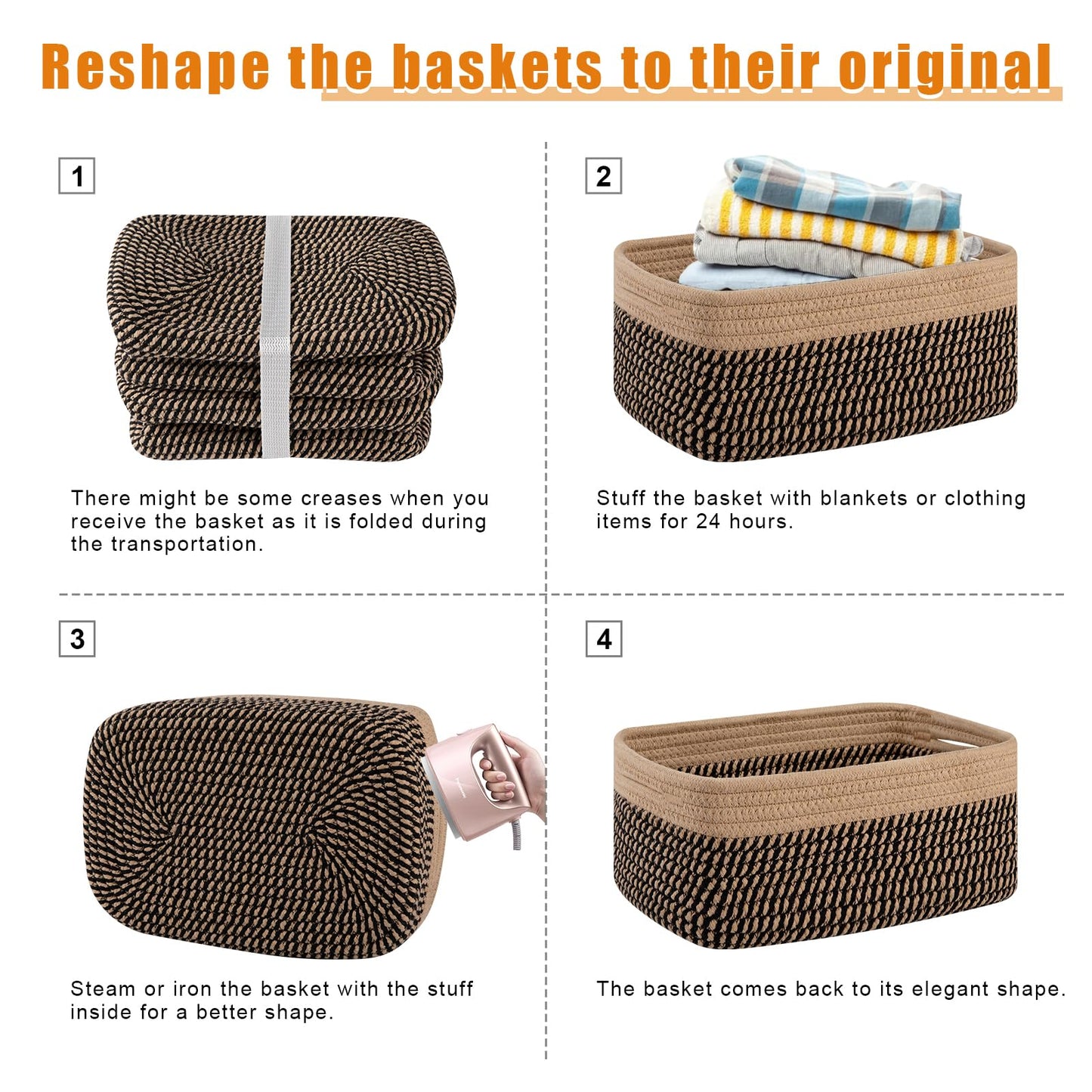 OIAHOMY - Paquete de 4 cestas de almacenamiento para organizar, cubos pequeños para estantes, lindos cubos de almacenamiento decorativos, cestas organizadoras para regalos vacíos, 11.8 pulgadas de