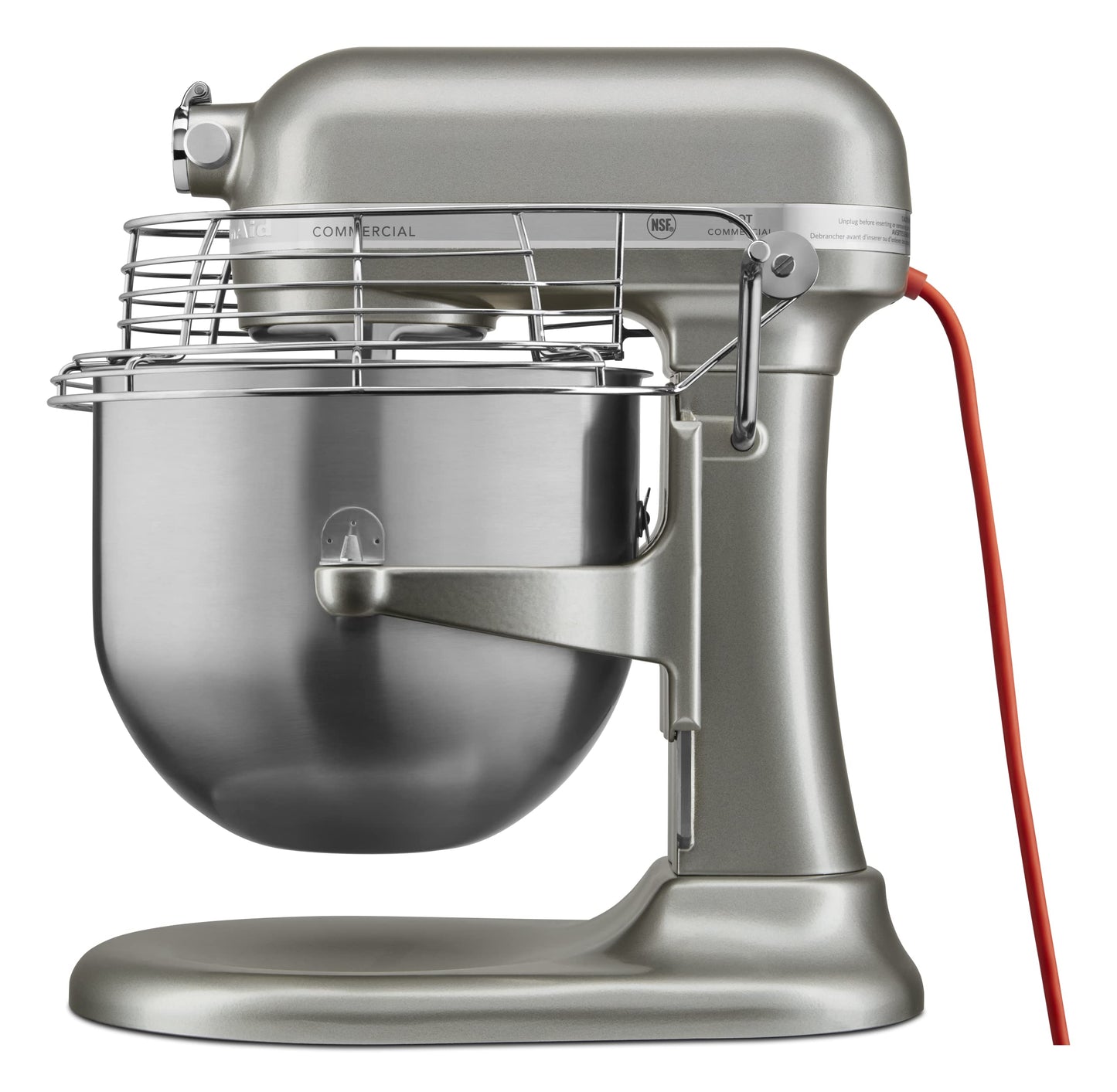 KitchenAid KSMC895CU - Mezclador de encimera comercial de 8 cuartos con protector de tazón, 10 velocidades, impulsado por engranajes, contorno plateado