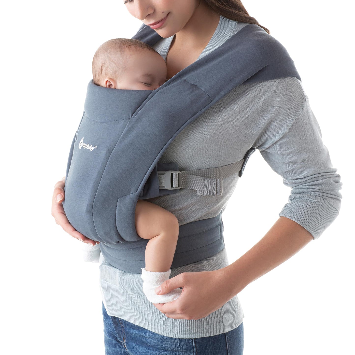 Portabebés Ergobaby Embrace azul Oxford acogedor para recién nacidos