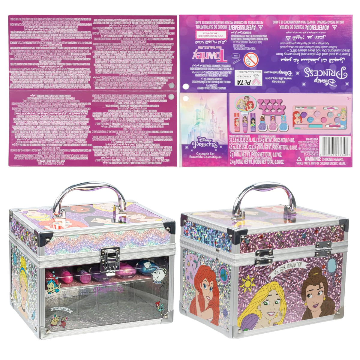 Disney Princess Set de Maquillaje para Niñas Gloss y Esmalte con Maletín de Belleza