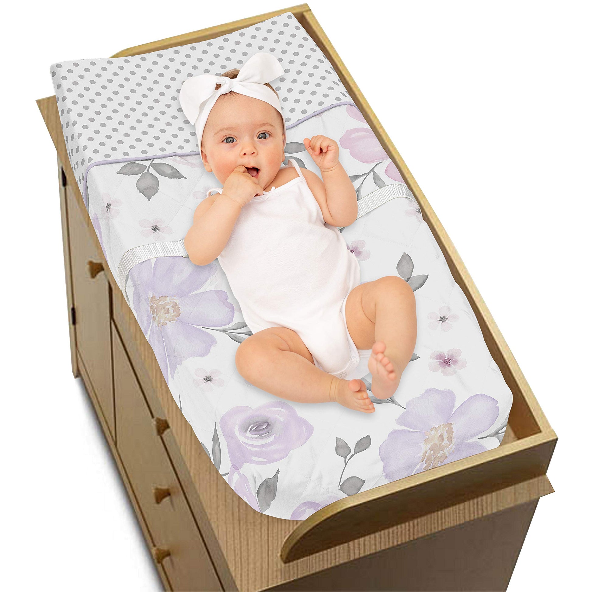 Funda para Cambiador Sweet Jojo Designs Morado y Rosa con Flores de Acuarela