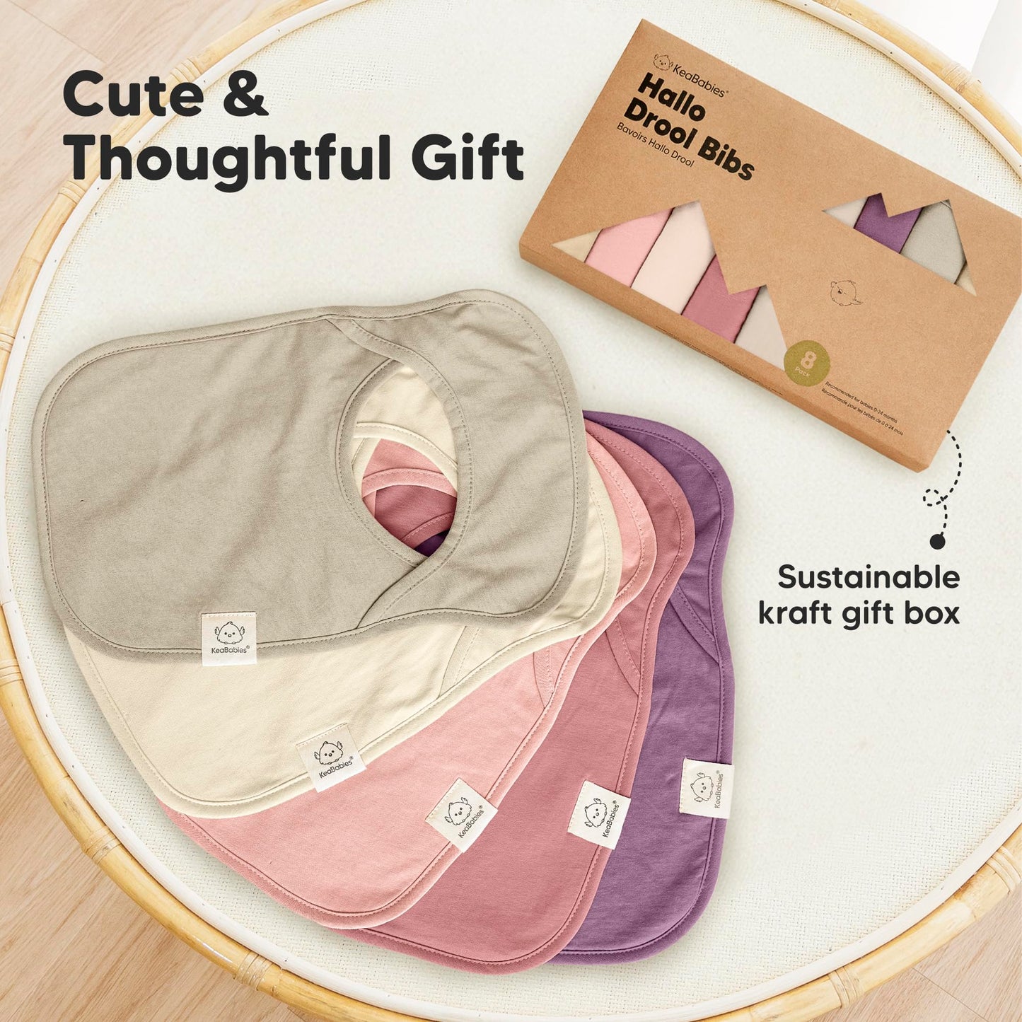 KeaBabies - Paquete de 8 baberos para bebés para niños y niñas, baberos sin botones para la dentición, bebé niña y niño pequeño, recién nacido, suave y absorbente, colores bonitos, cobertura grande