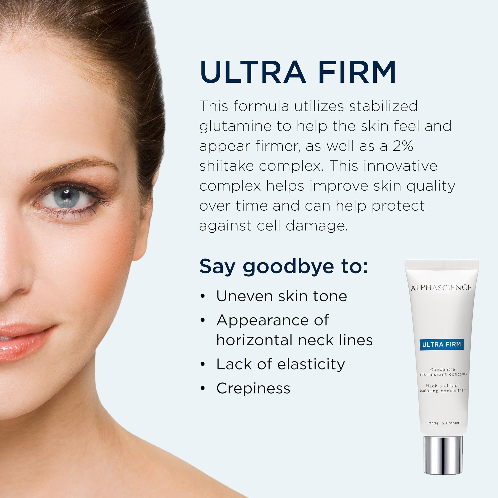 Serum Facial Alphascience Ultra Firm para Piel Firme y Radiante - 50 ml, Tratamiento Antiedad y Tensor con Ácido Hialurónico para Mujeres y Hombres