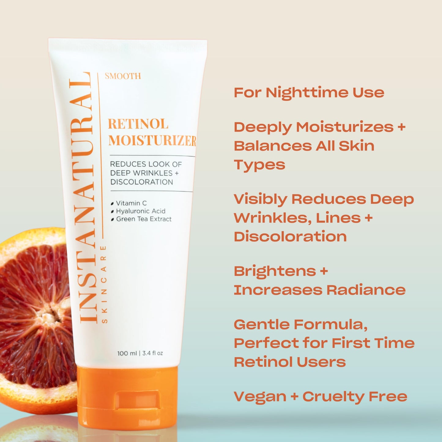 InstaNatural Retinol Moisturizer Anti Aging Night Face Cream - Face & Neck Anti Wrinkle Lotion - Reduce Appearance of Wrinkles, Dark Circles, Fine Lines - Vitamin C Hyaluronic Acid Complex - 3.4 oz