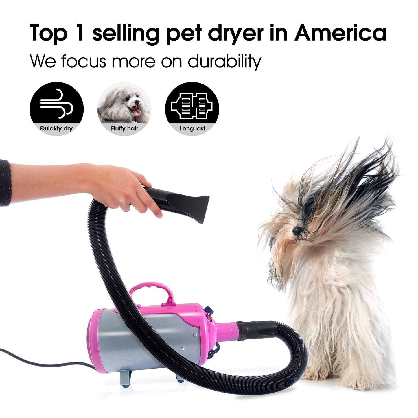 Secador de Pelo para Mascotas SHELANDY Rosa con Calentador