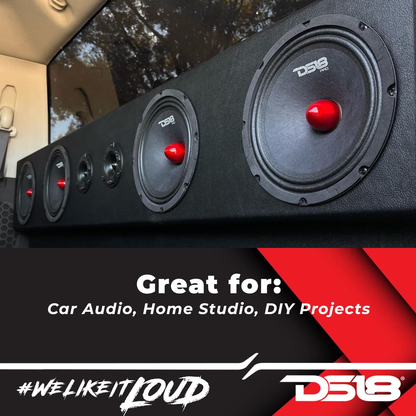 Altavoz DS18 Rojo 8 Pulgadas Rango Medio para Coche