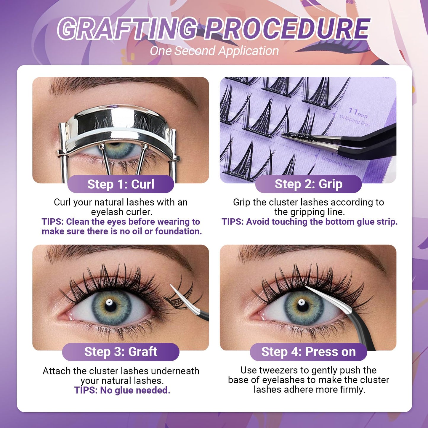 NAGARAKU Grupos De Pestañas Autoadhesivos Para 40 Pcs No Necesita Pegamento Ni Removedor Presión En Un Solo Paso Pestañas Reutilizables Prepegadas En Casa Loto de Nieve (SA-13,0.07 C Curl 10-12mm)