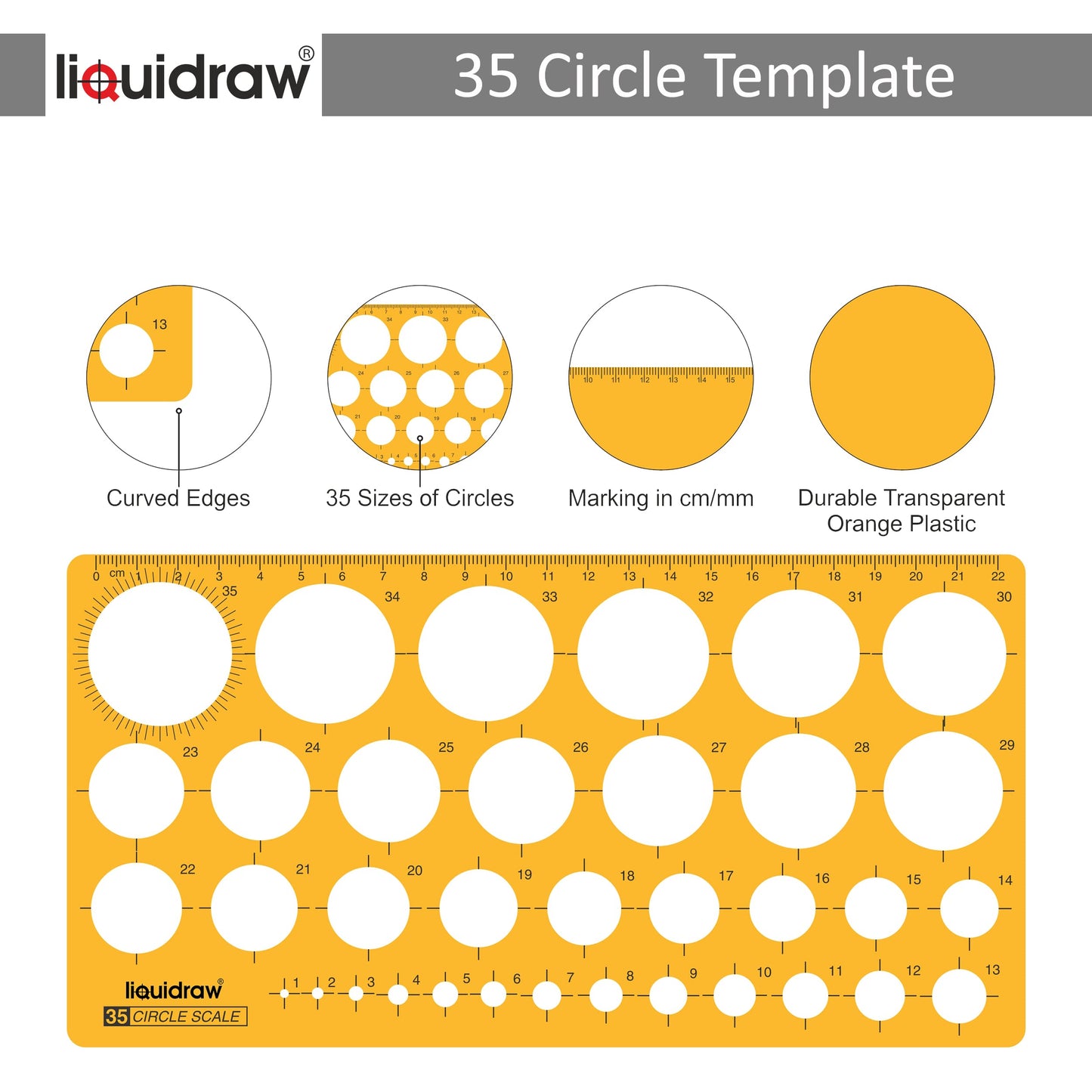 Liquidraw - Plantilla de círculo de elipse triangular ovalado cuadrado hexagonal con formas geométricas para reglas de dibujo, plantillas de dibujo técnico, arquitectura de ingeniería (combinación de