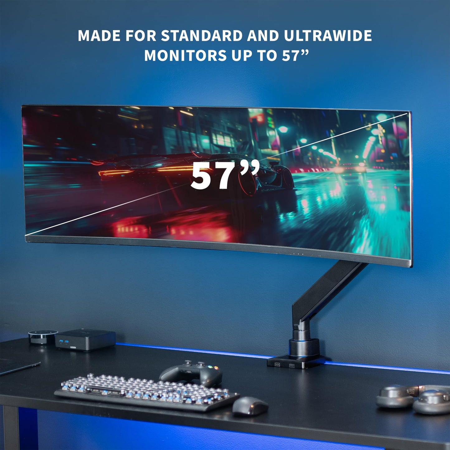 Brazo de Monitor VIVO Negro Ultra Ancho Resistente para Samsung Odyssey Ark y Neo G9 de 57 Pulgadas