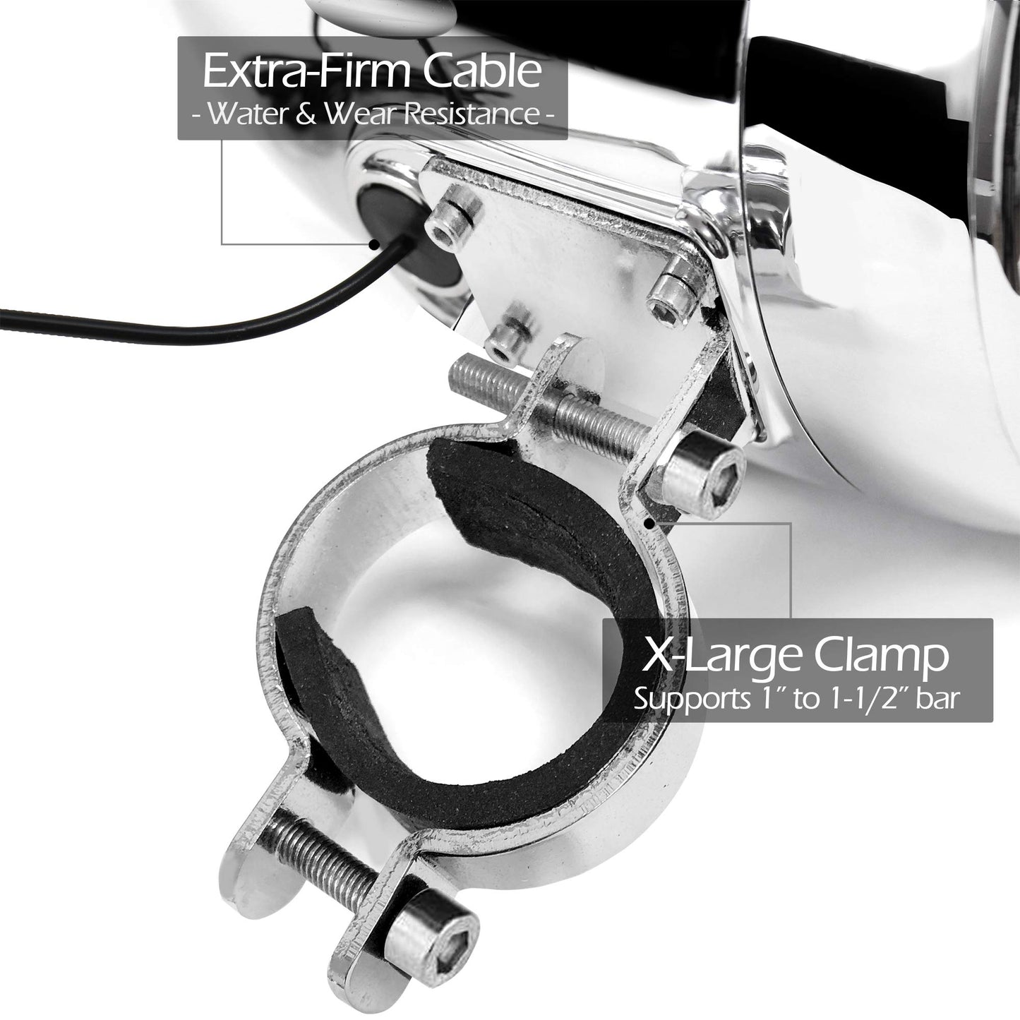 GoHawk TN4-R - Amplificador de 10 cm, rango completo, impermeable, Bluetooth, bocinas estéreo para motocicleta, de 1 a 1.5 pulgadas (2.5 a 4 cm) Sistema de amplificador de audio para montaje en manubrio de Harley Touring Cruiser, ATV RZR, auxiliar, radio