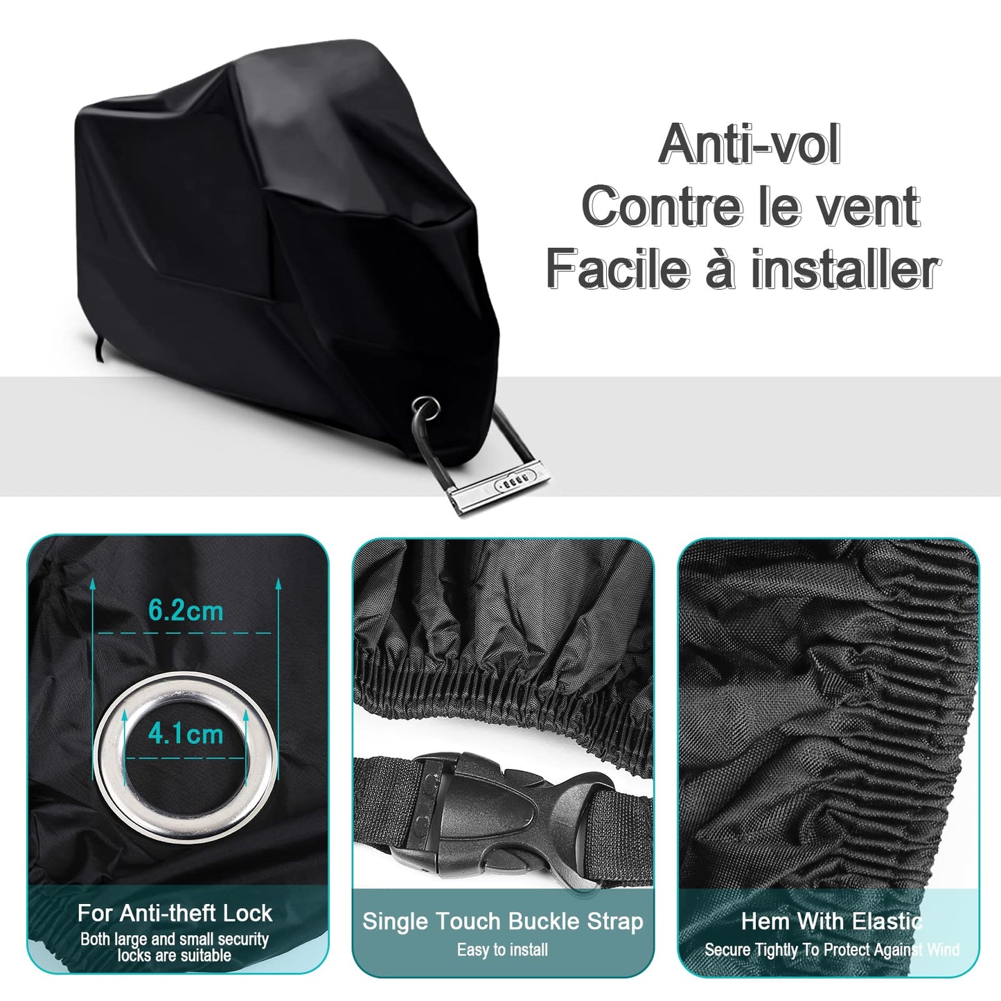 LIHAO Funda Moto 190T Cubierta Impermeable de Motos Funda Protectora Moto Resistente al Agua Polvo Viento y Anti-UV