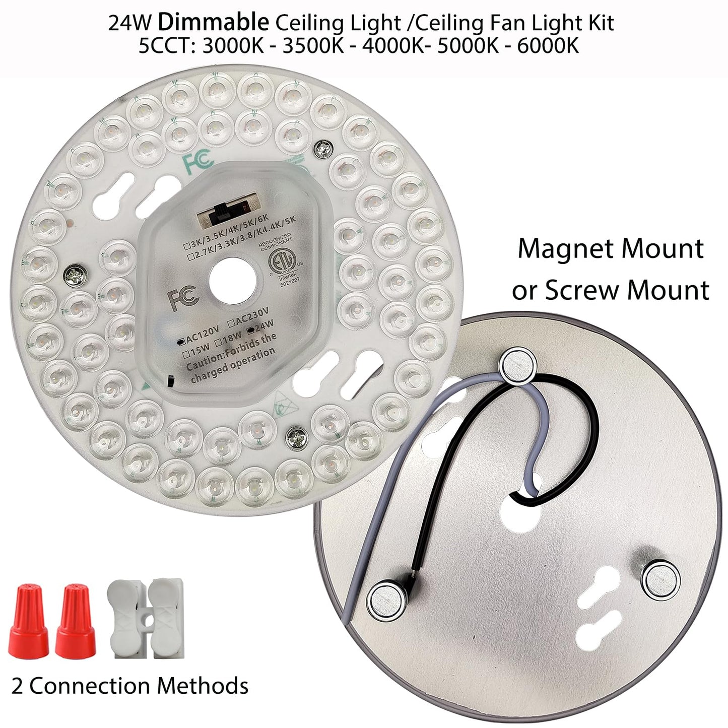 Kit de Iluminación Zhairdalstar Blanco LED para Ventilador de Techo 24 W Homologado por ETL