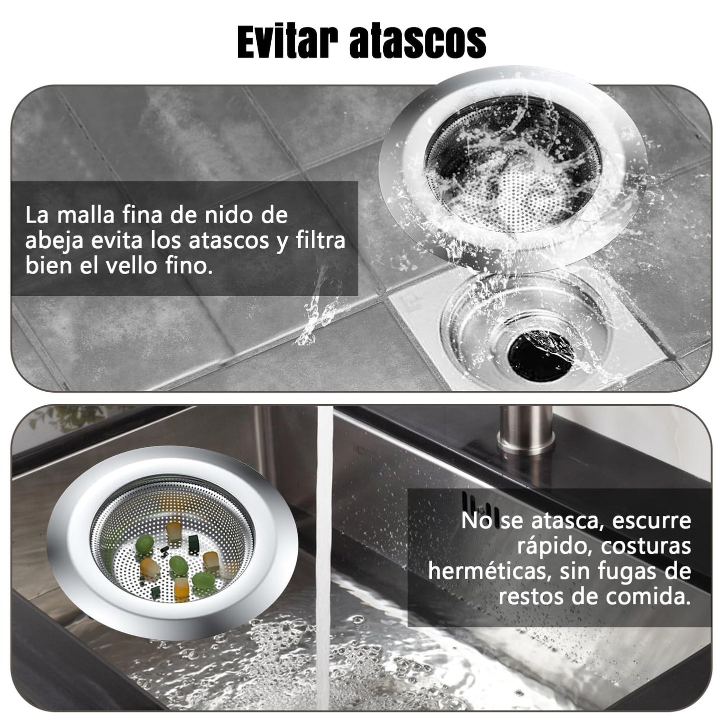 EUARD 4 Piezas Filtro De Fregadero De Cocina De Acero Inoxidable, Filtro De Drenaje De Fregadero De Cocina, Filtro De Fregadero De Cocina