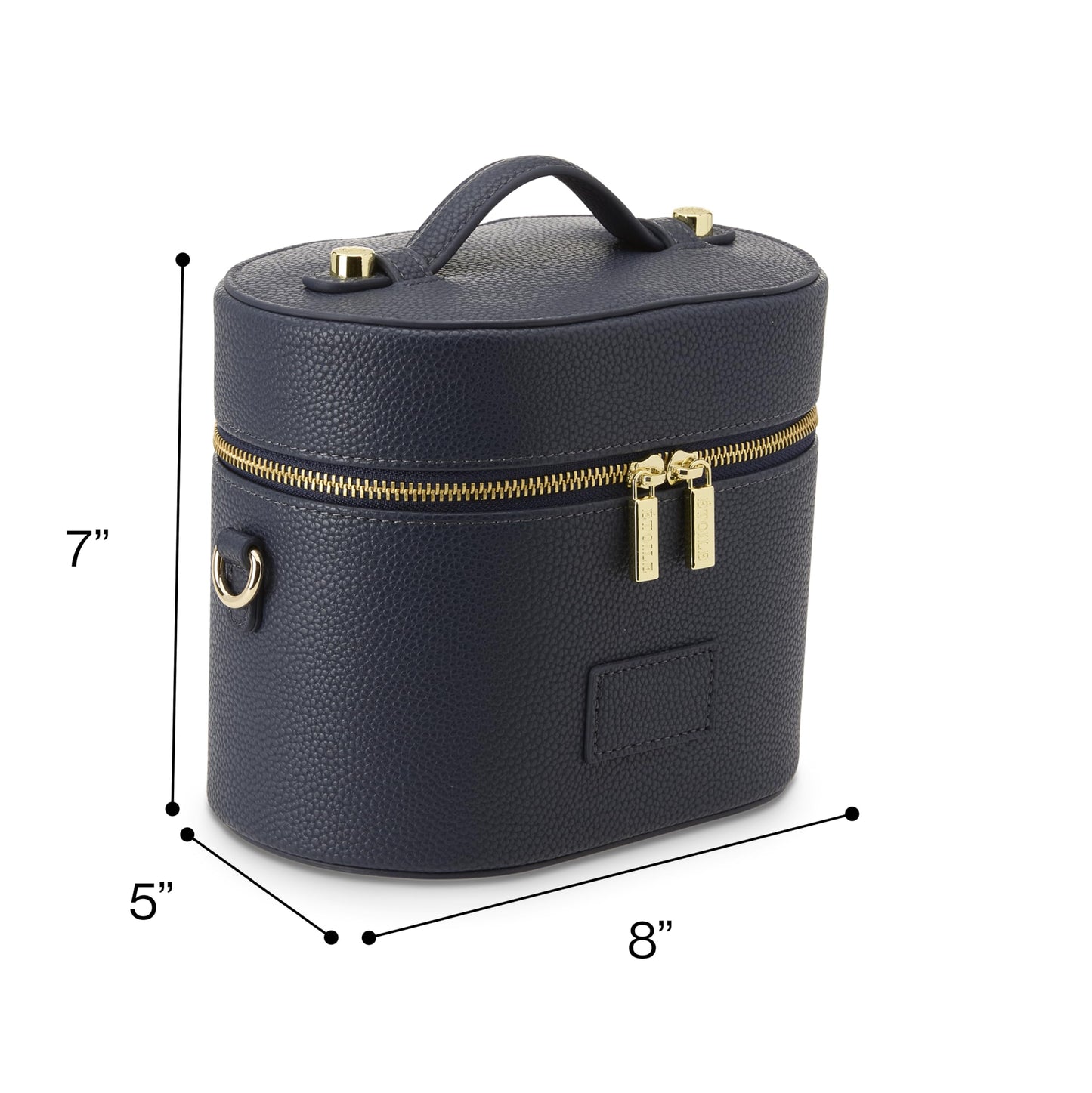 ETOILE - Estuche de aseo ovalado, organizador de bolsa de maquillaje de viaje con correa para el hombro y divisor extraíble, Azul marino