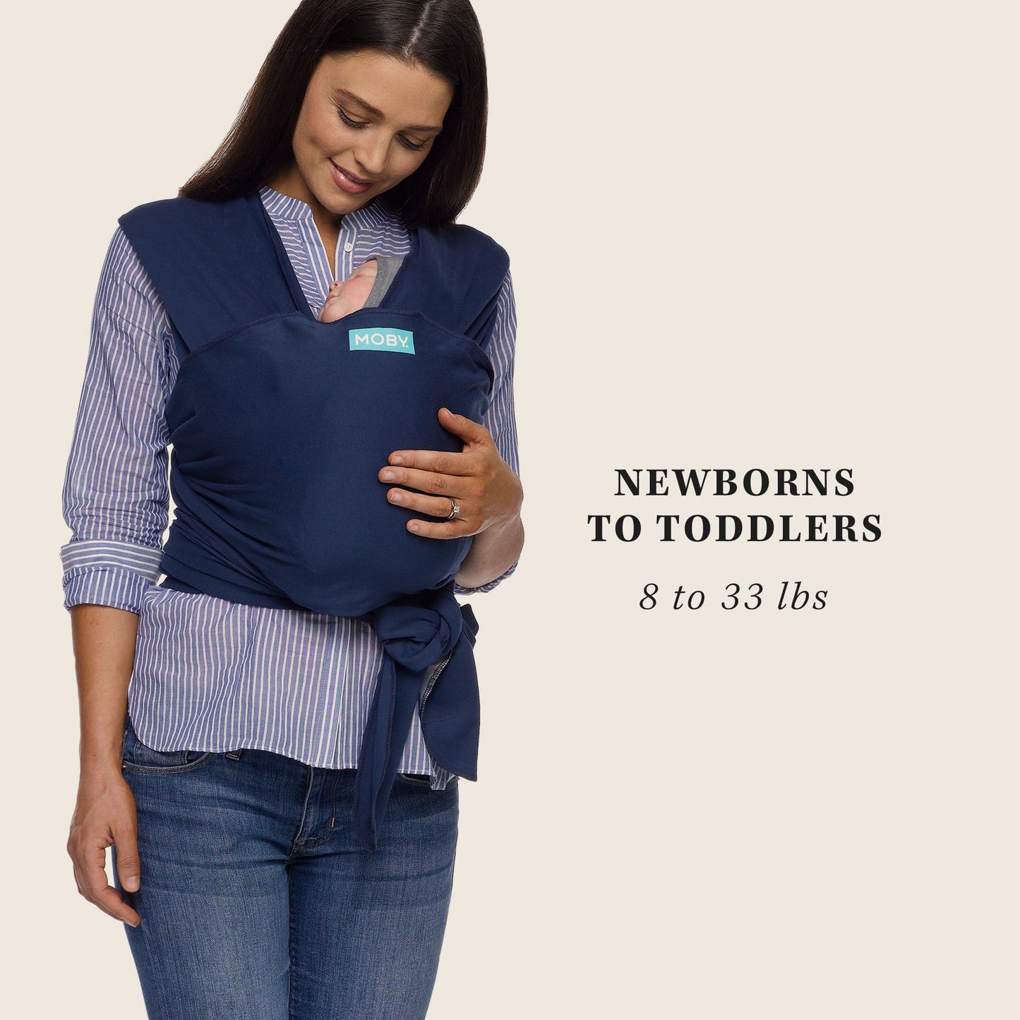 Moby Portabebés Cruzado - Clásico | Portabebé para Recién Nacidos y Bebés | Envoltura de Bebé #1 | Seguro y Ajustable para Todos los Cuerpos | Perfecto para Mamá y Papá | Medianoche