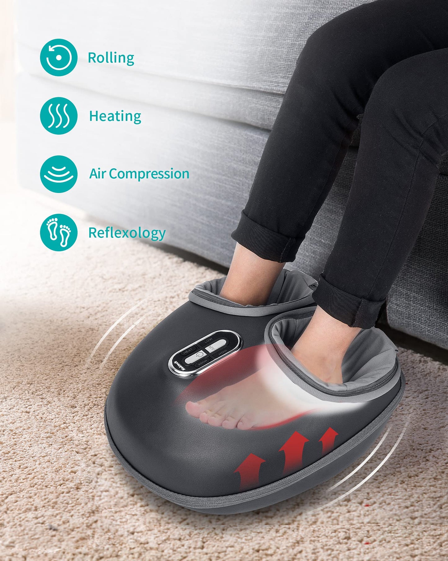 Máquina Masajeadora de Pies Nekteck con Calor Calmante e Intensidad Ajustable para Masaje Shiatsu en el Hogar u Oficina