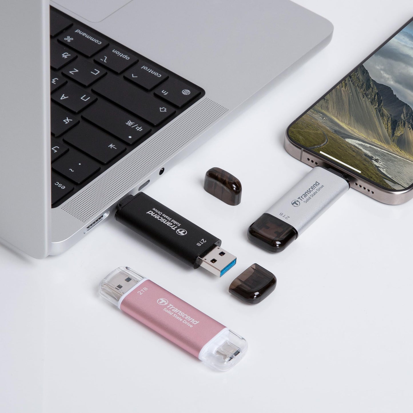 Disco Duro SSD Portátil Transcend 1TB Negro USB 3.2 Gen 2 2-in-1 Type C y A para Windows y Mac