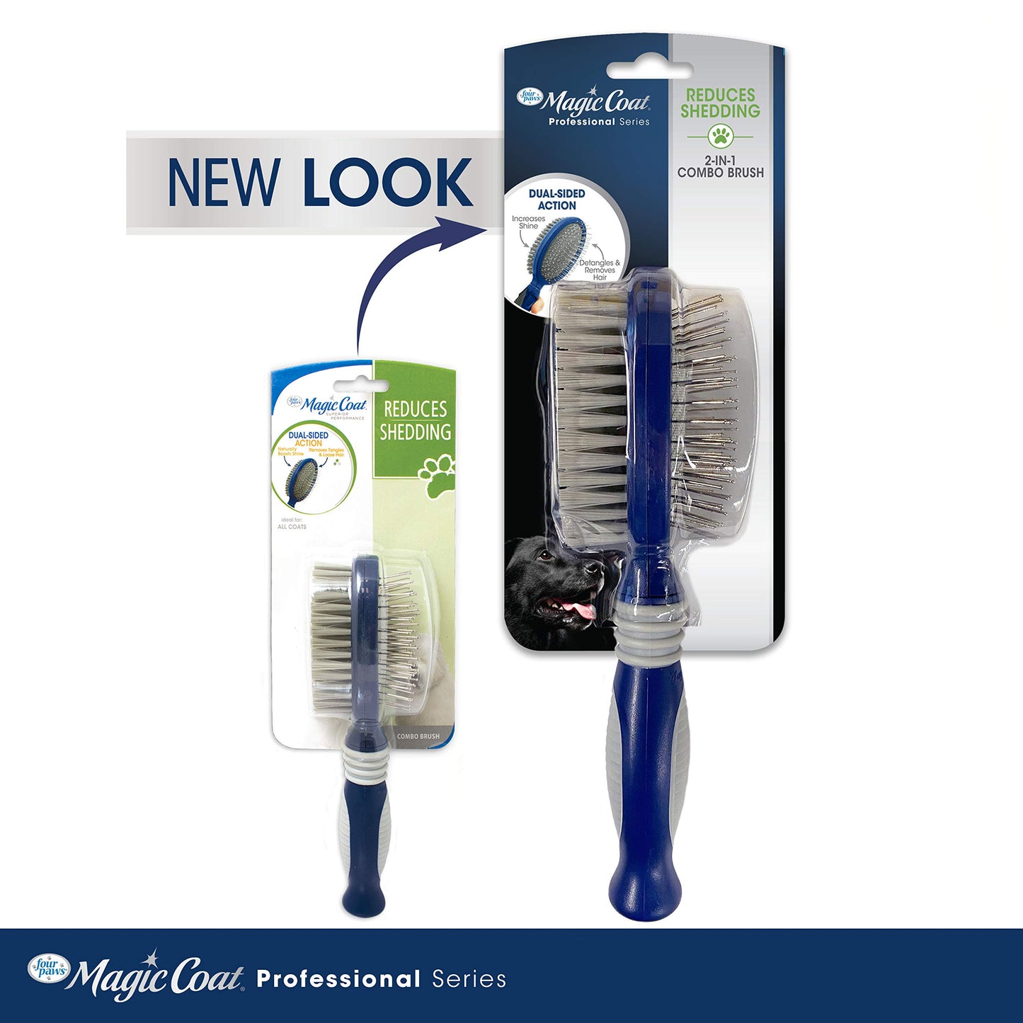 Four Paws Magic Coat Professional Series 2 en 1 Combo Pin y cepillo de cerdas para perro, talla única