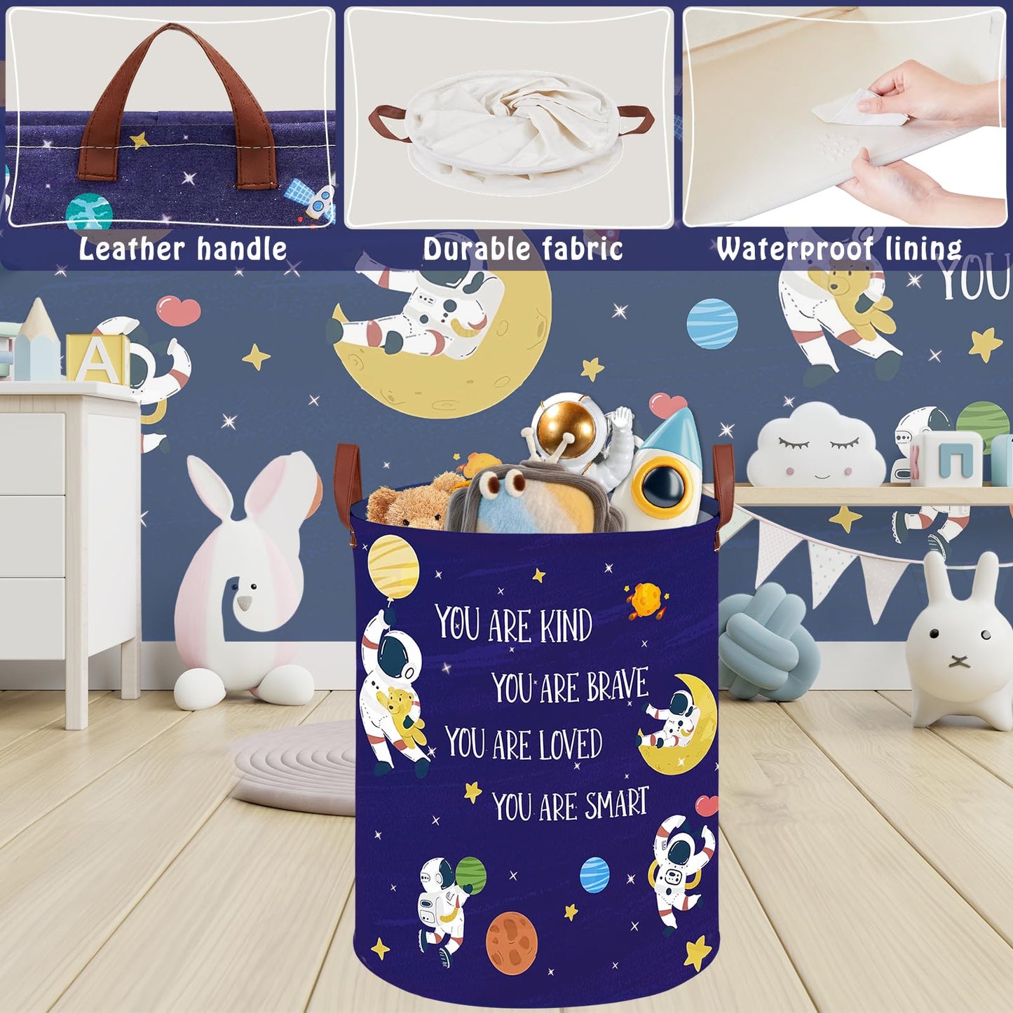 Cesta redonda para lavandería (astronauta espacial)