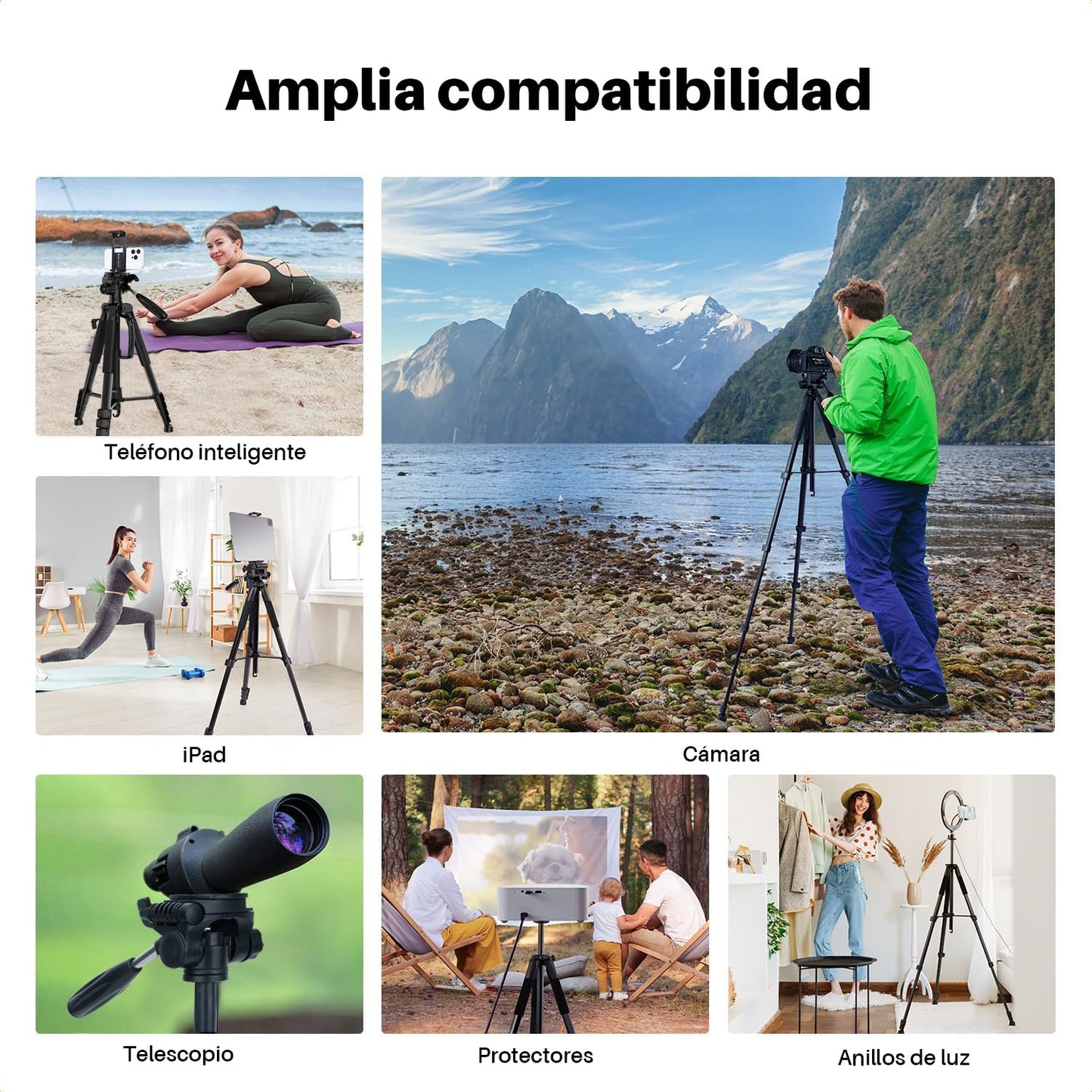 Kisfam 190 cm Trípode de Cámara para Celular, Tripie para Cámara Fotográfica con Control Remoto Inalámbrico, Rotación de 360° y Bolsa de Transporte, Compatible con DSLR, iPhone, Android y Tabletas