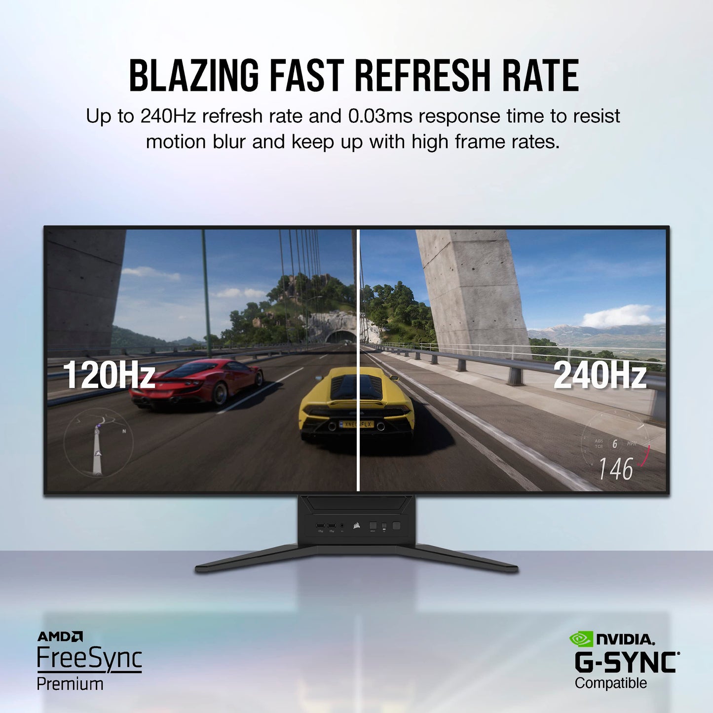 Corsair XENEON Flex 45WQHD240 OLED de 45 Pulgadas (3440 × 1440), 240 Hz, Monitor para Juegos Flexible, 240 Hz, Compatible con G-Sync, FreeSync Premium - Negro