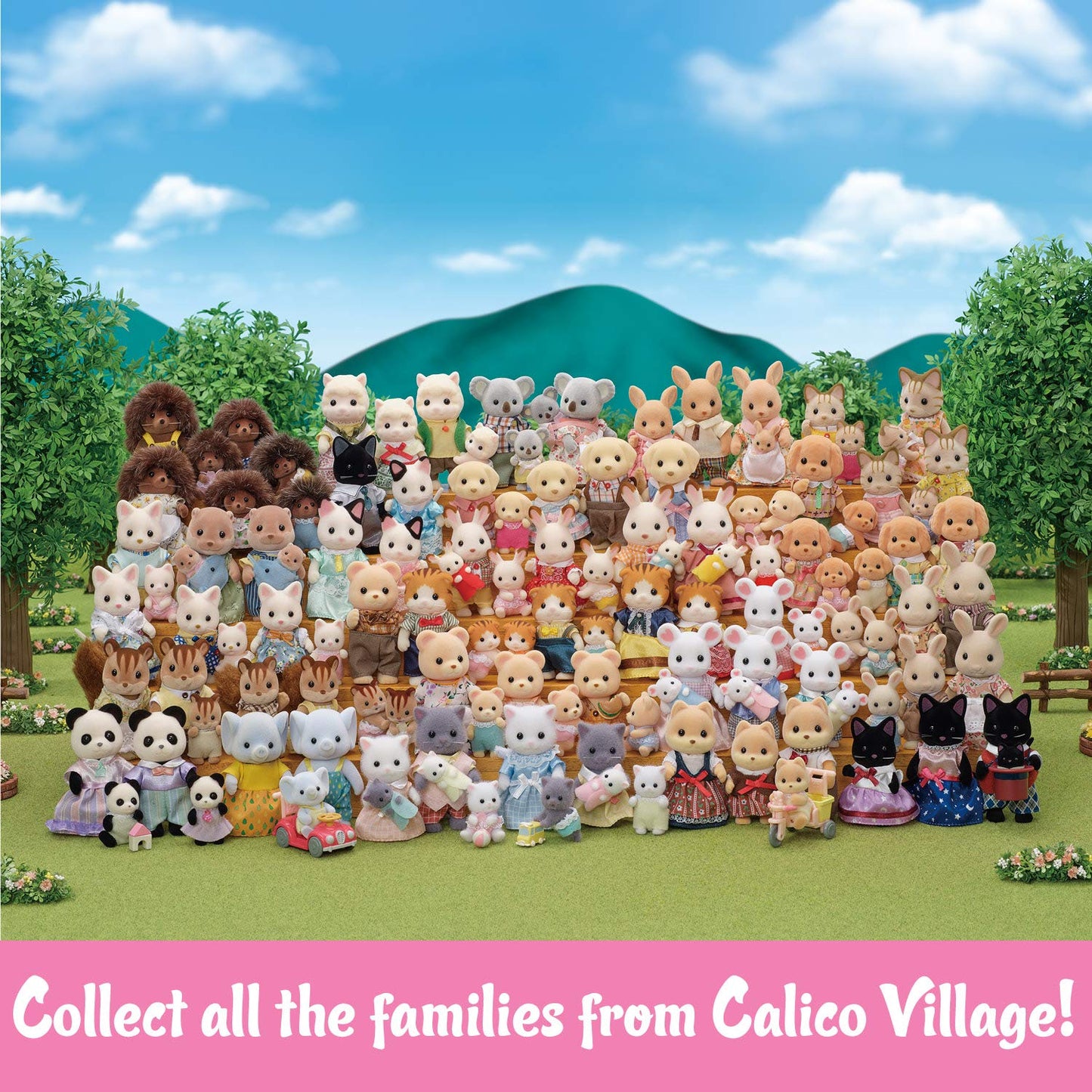 Calico Critters Pookie Panda Family, muñecas, Cifras de casa de muñecas, Juguetes coleccionables con 4 Cifras Incluidas