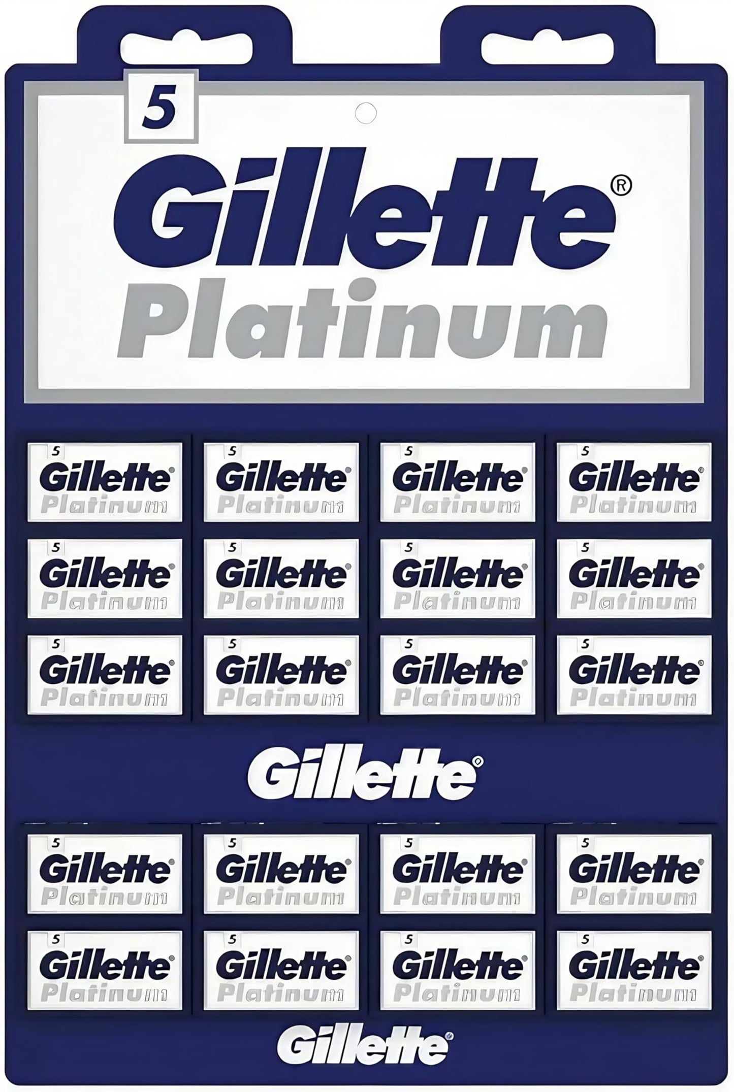 100 Gillette Platinum Blue Double Edge Safety Razor Blades, 20 x 5