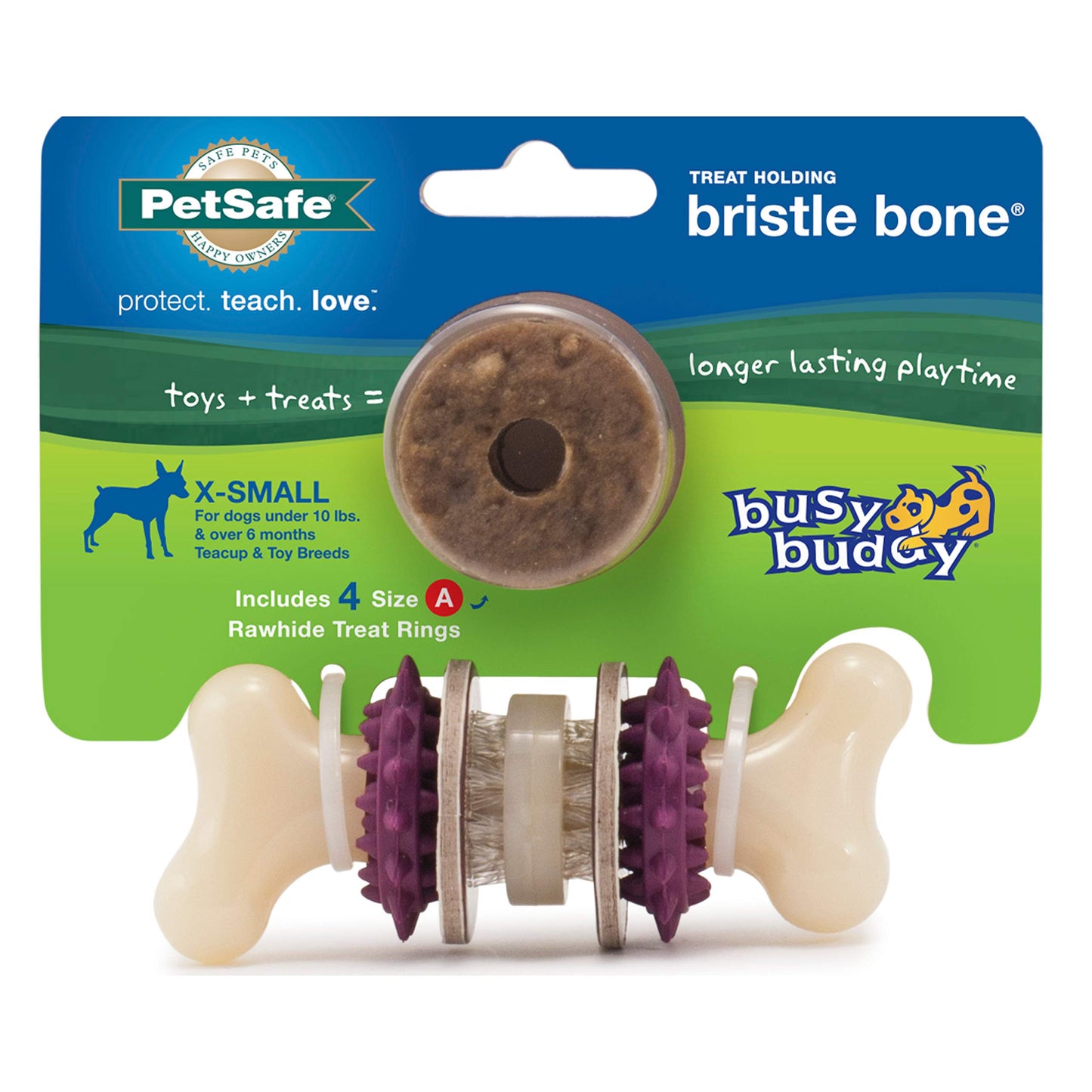 PetSafe Busy Buddy Bristle Bone Juguete para Perro, Extra pequeño