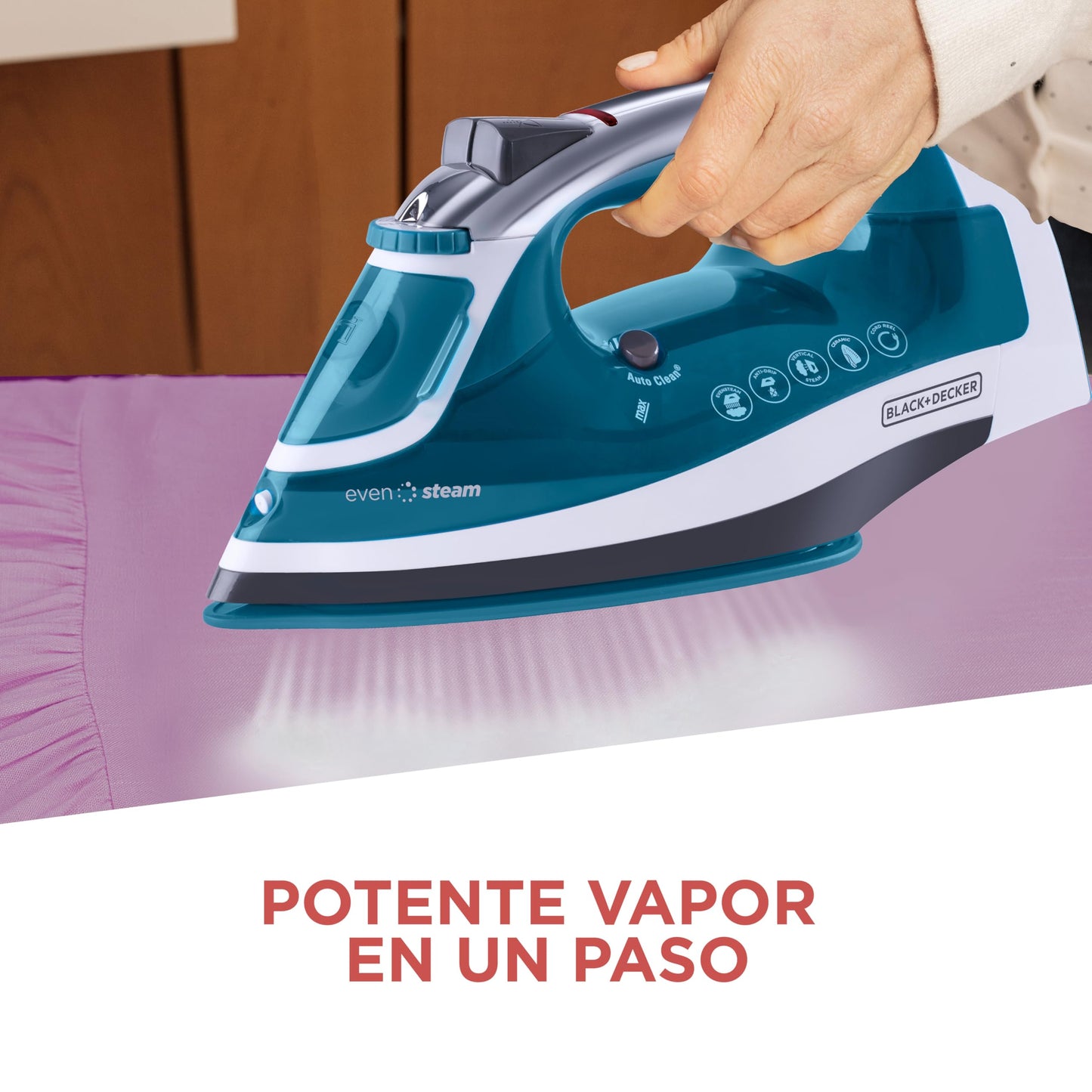 BLACK+DECKER Plancha de Vapor Smart Steam con Suela de Cerámica y Cable Retáctil, ICR1924